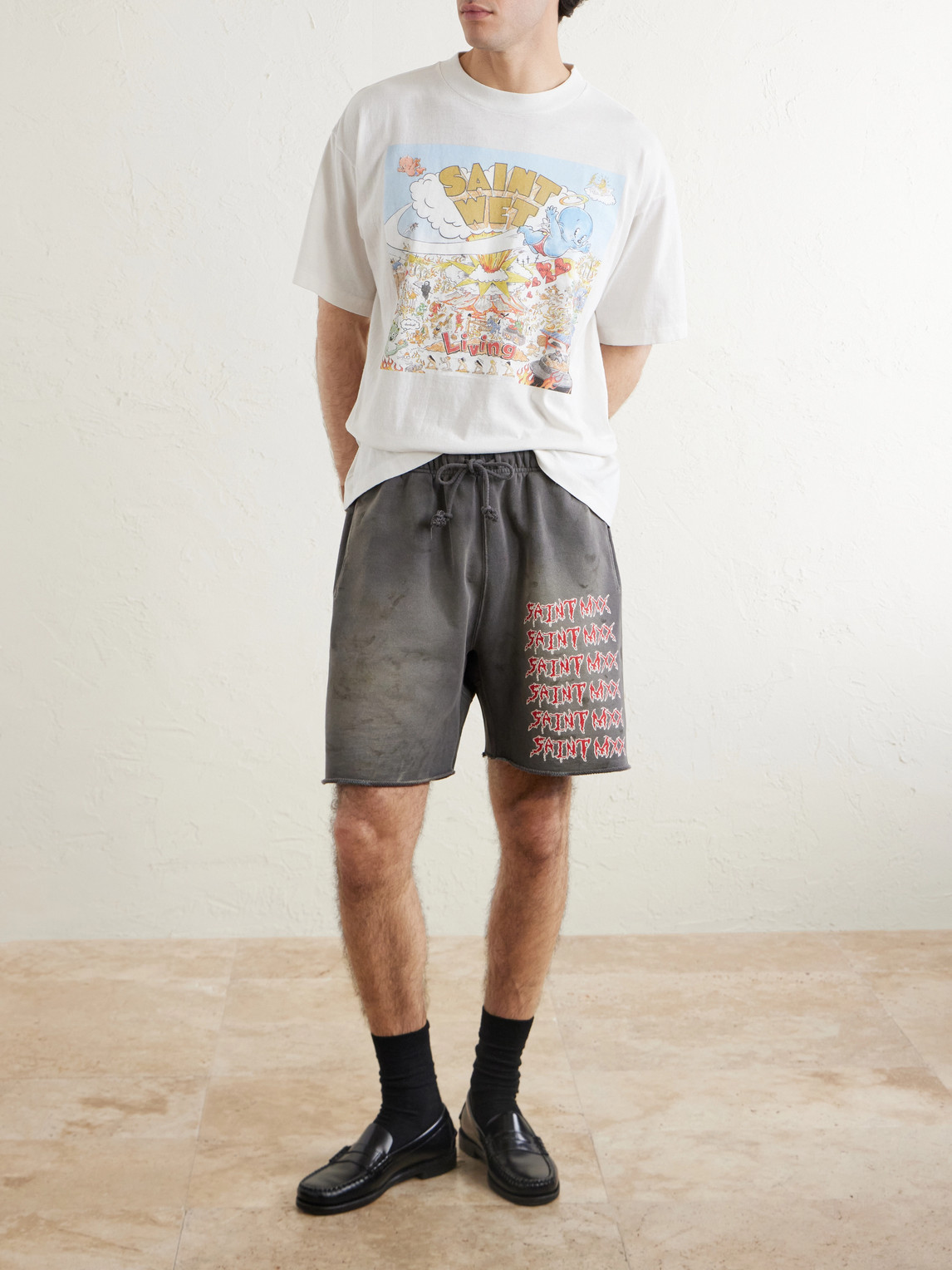 Saint Wet Printed Cotton-Jersey T-Shirt