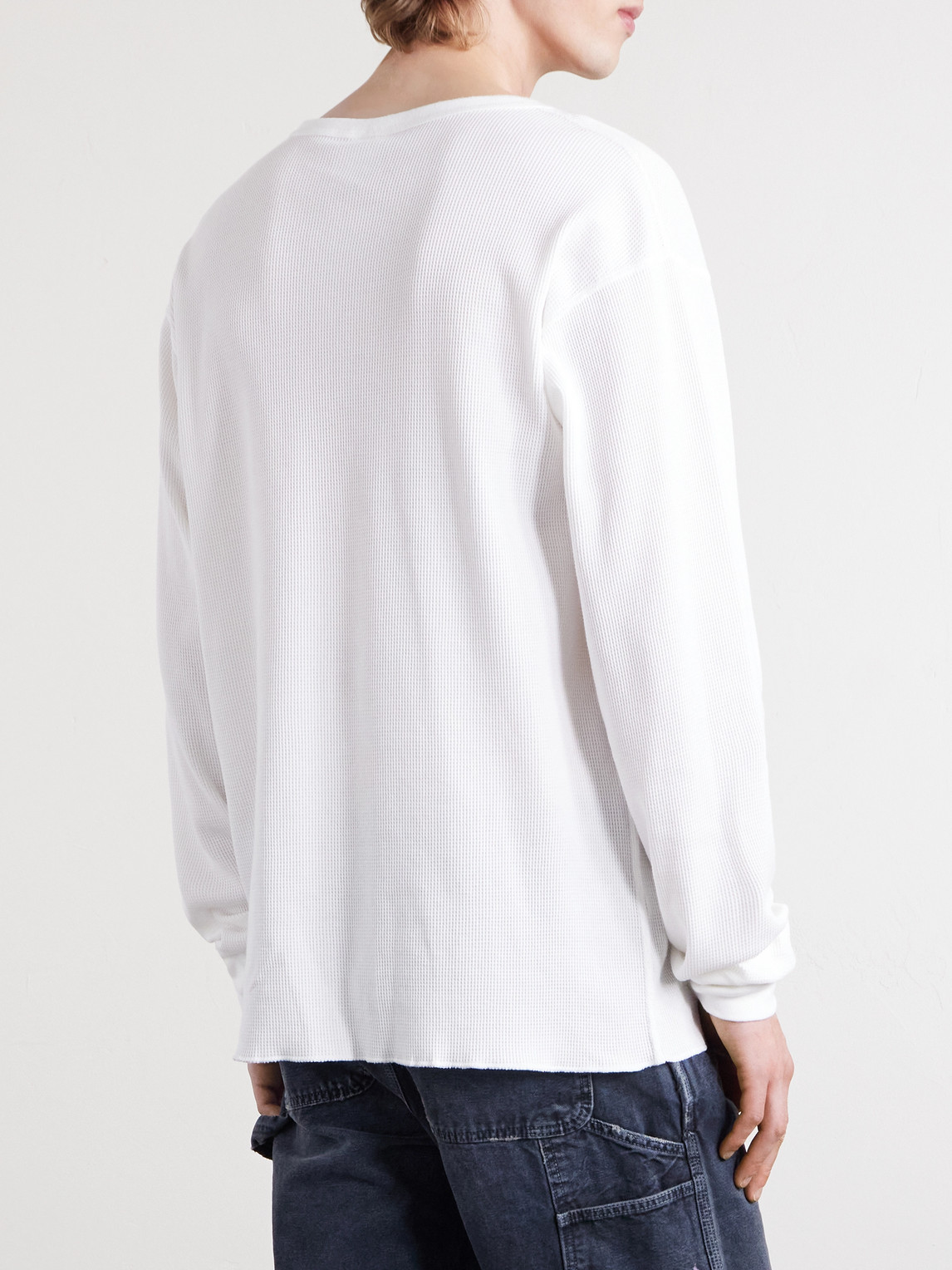 Thermal Logo-Embroidered Honeycomb-Knit Cotton T-Shirt