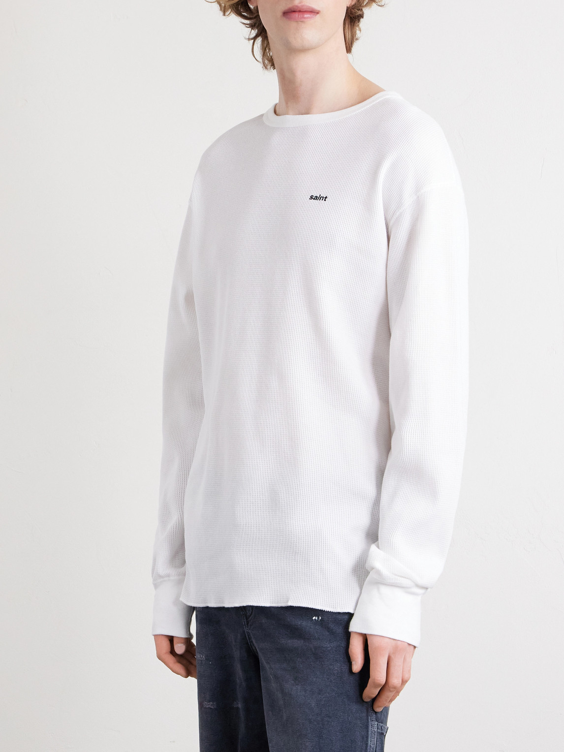Thermal Logo-Embroidered Honeycomb-Knit Cotton T-Shirt