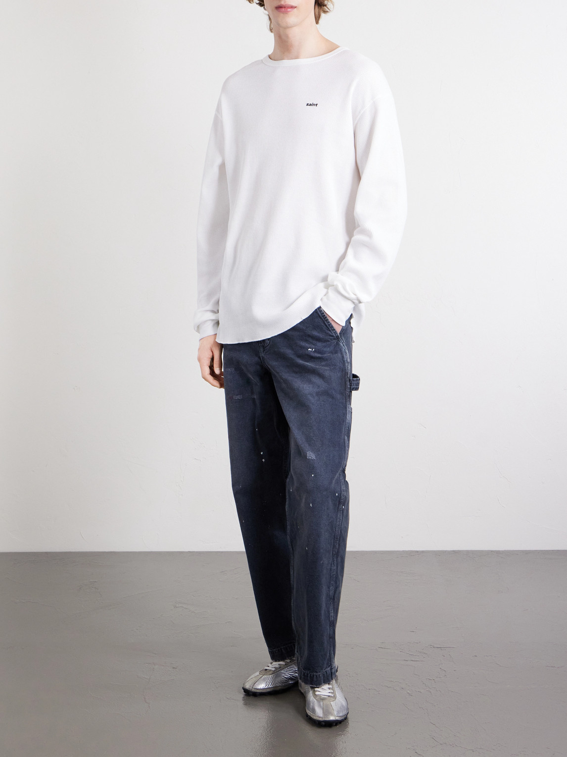 Thermal Logo-Embroidered Honeycomb-Knit Cotton T-Shirt