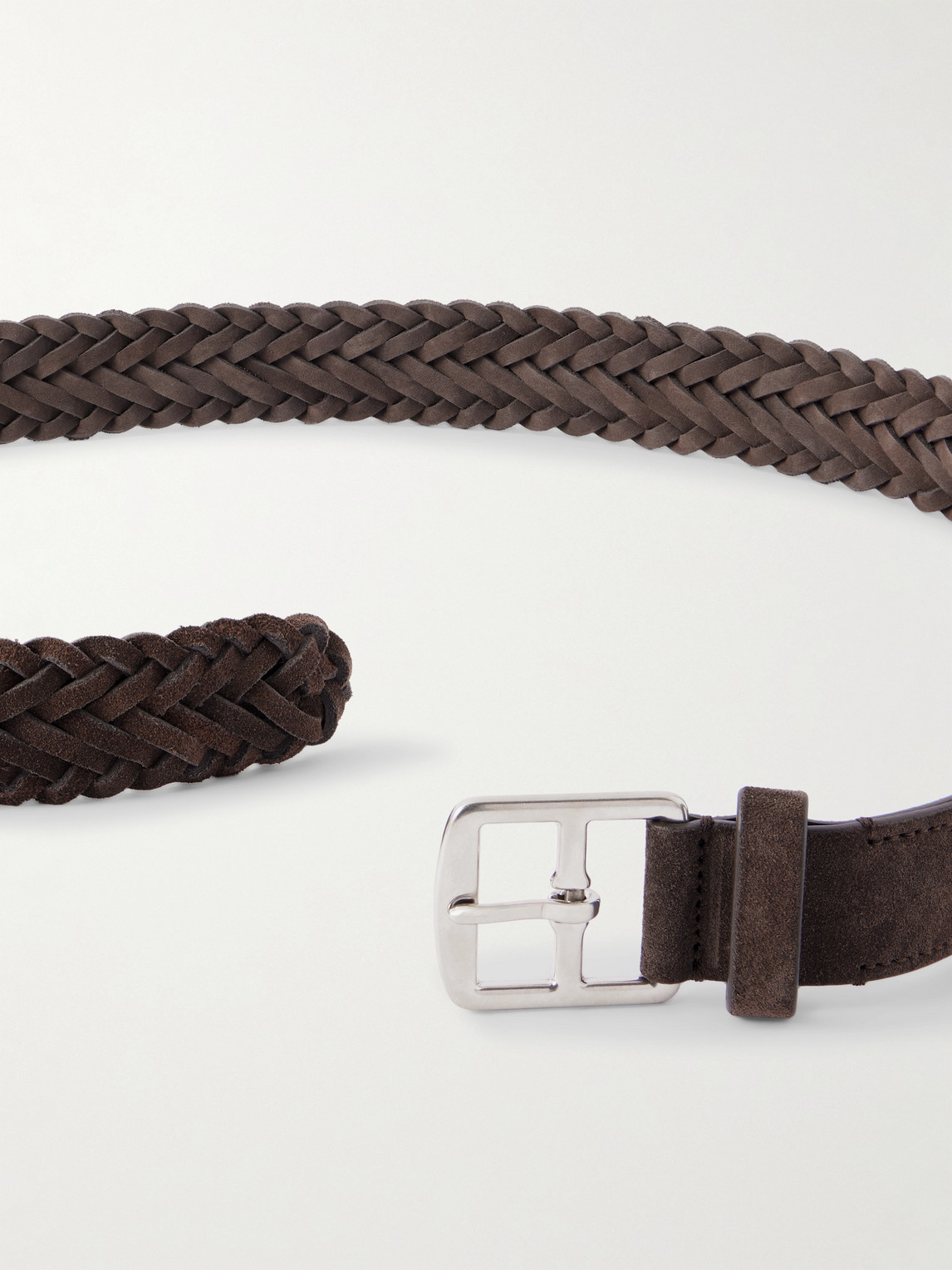 Officine Creative 3.5cm Woven Suede Belt In Brown