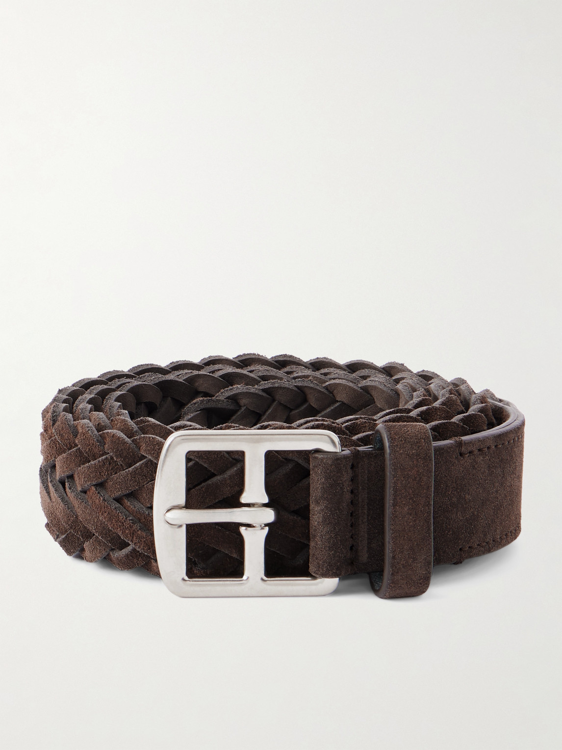 Officine Creative 3.5cm Woven Suede Belt In Brown