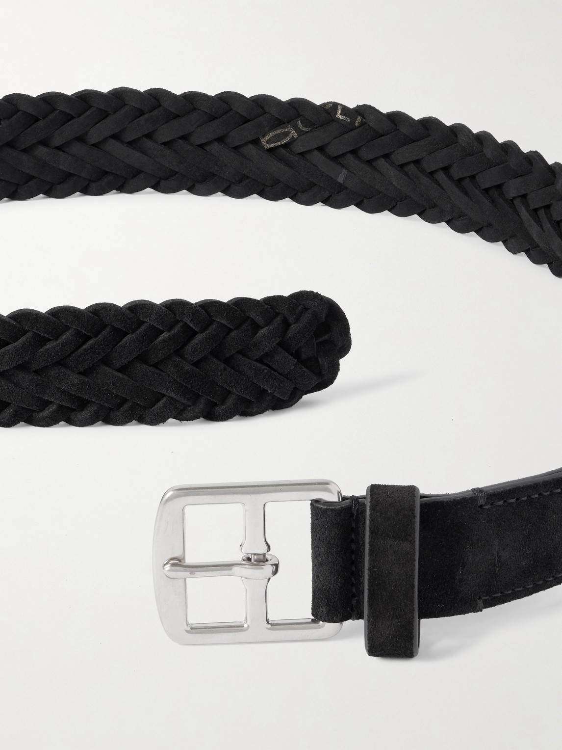 Officine Creative 3.5cm Woven Suede Belt In Black