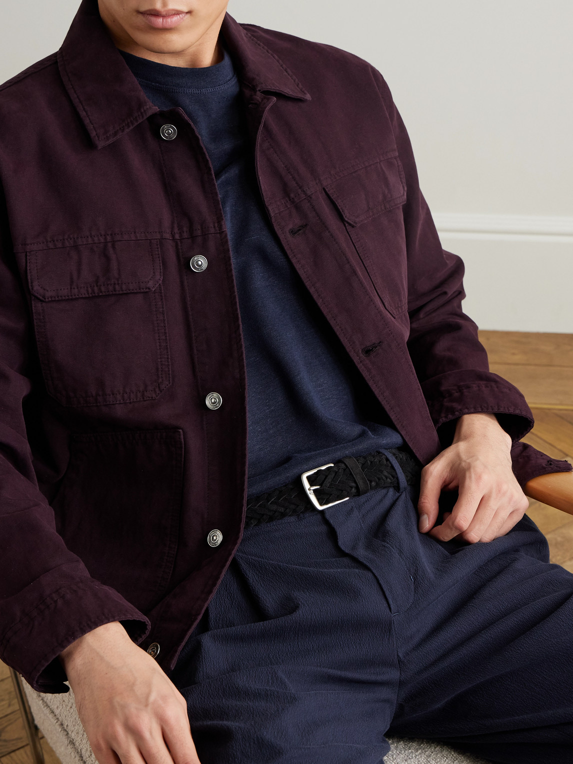 Officine Creative 3.5cm Woven Suede Belt In Black