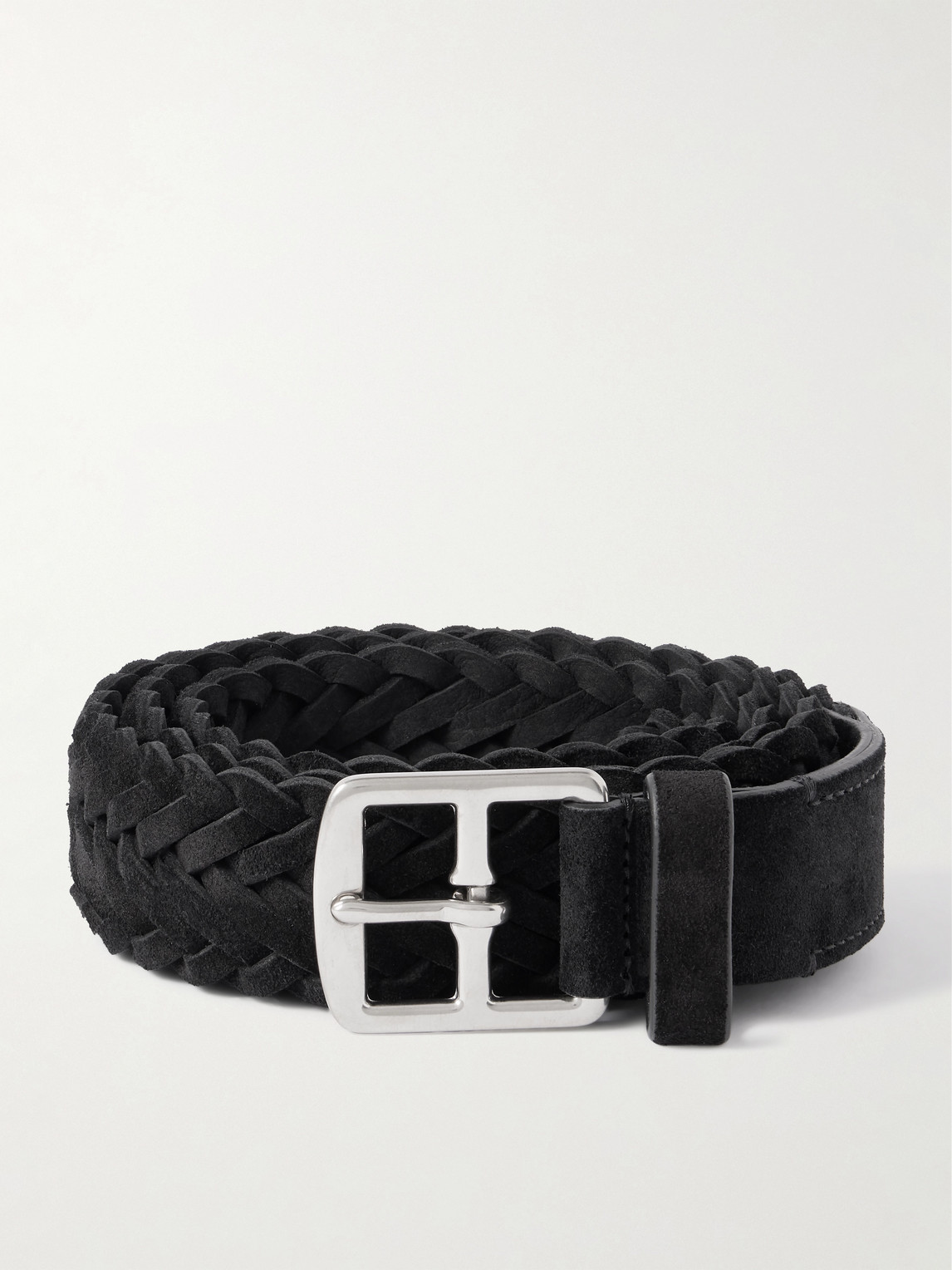 Officine Creative 3.5cm Woven Suede Belt In Black