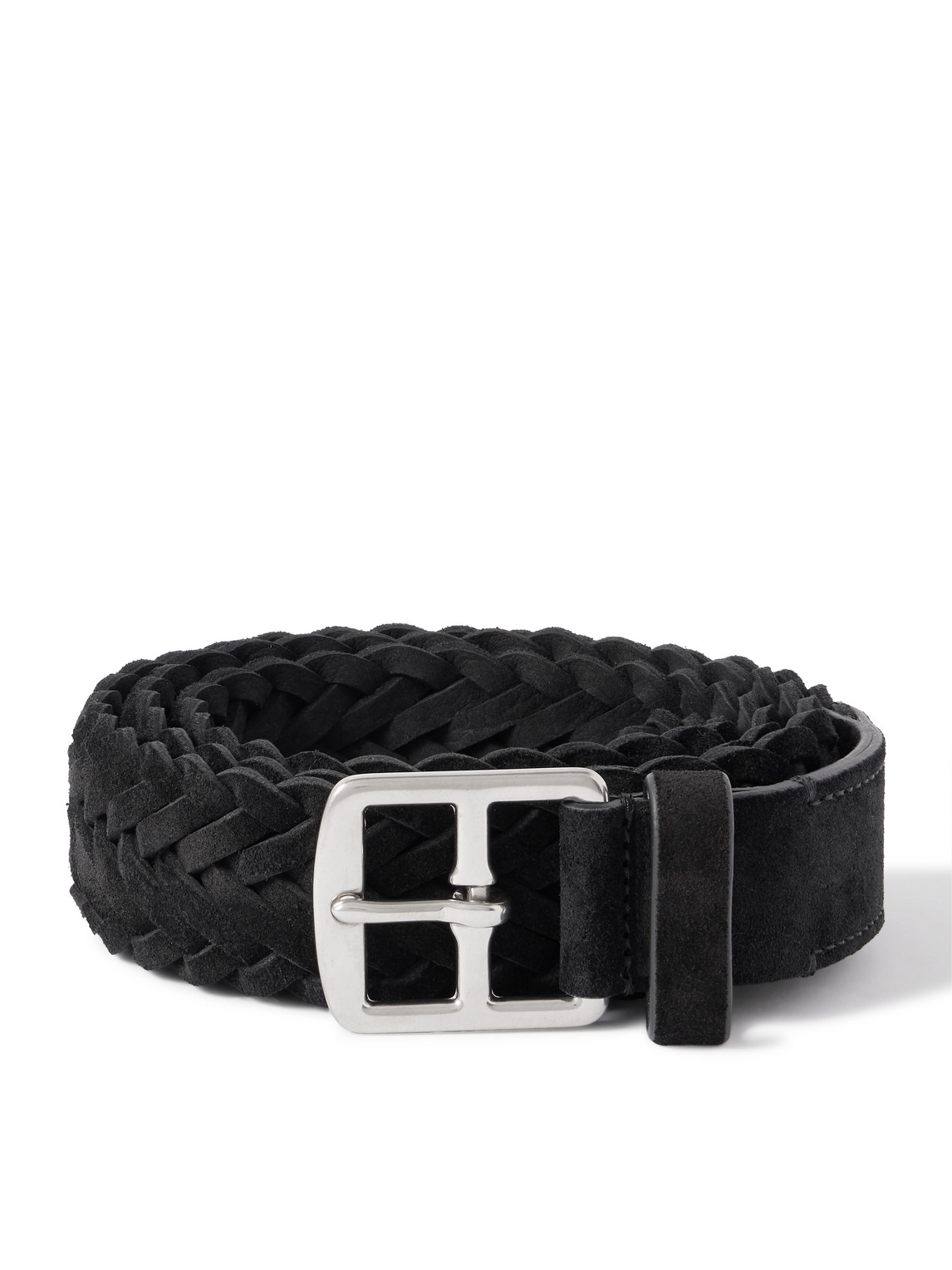 Officine Creative 3.5cm Woven Suede Belt In Black