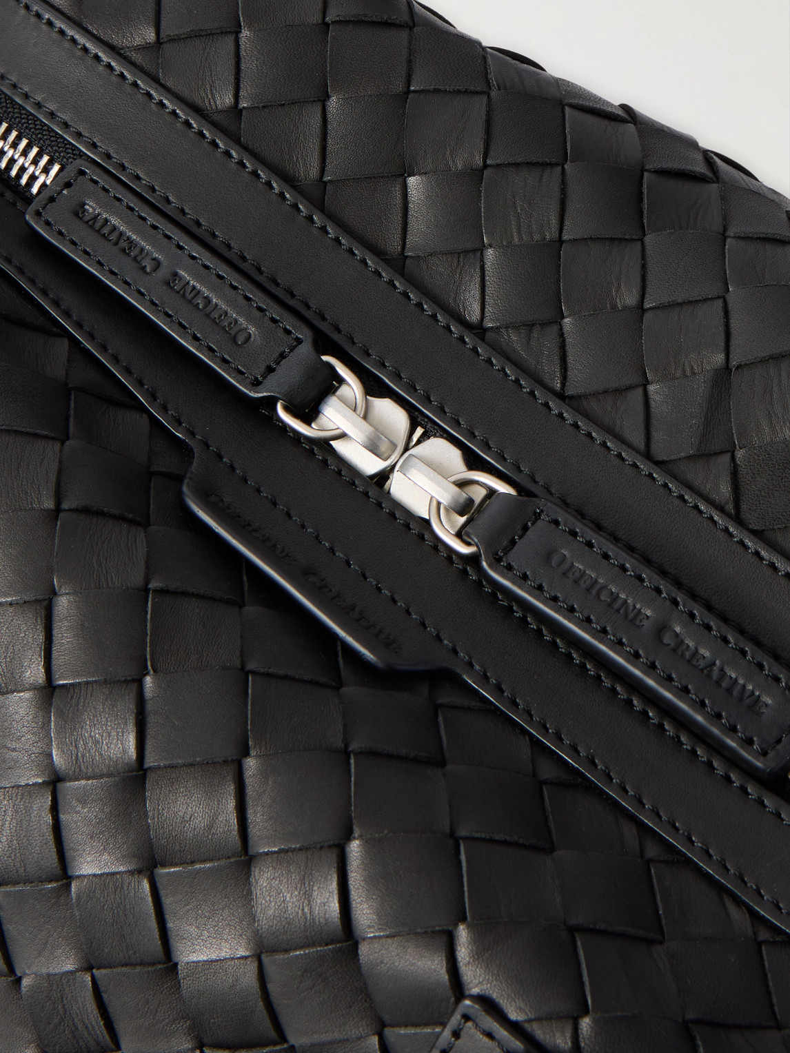  Officine Creative - Woven Leather Weekend Bag - Men - Black 