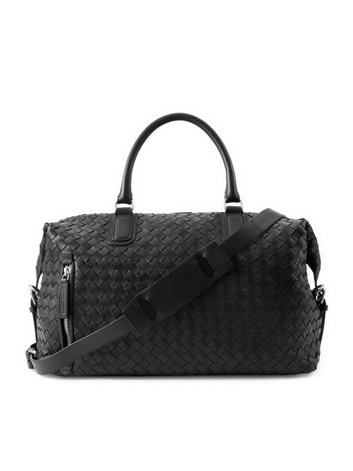 Officine Creative Woven Leather Weekend Bag In Black