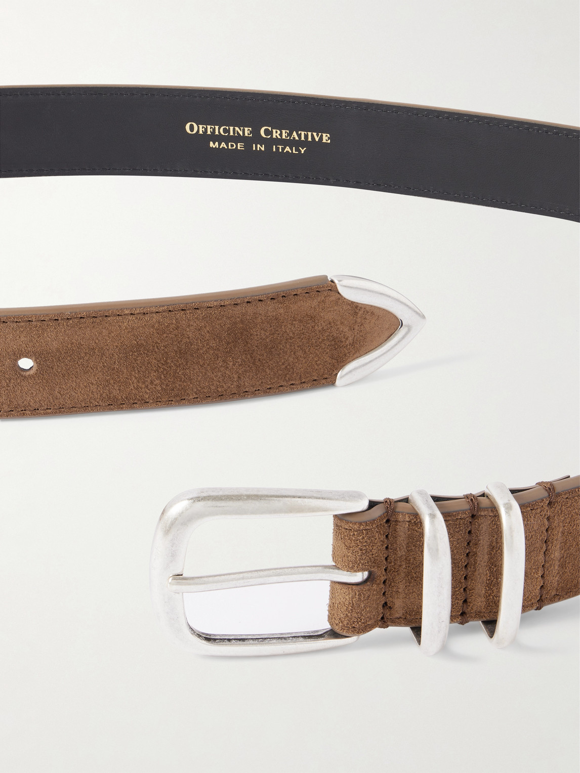 Officine Creative 3cm Suede Belt In Brown