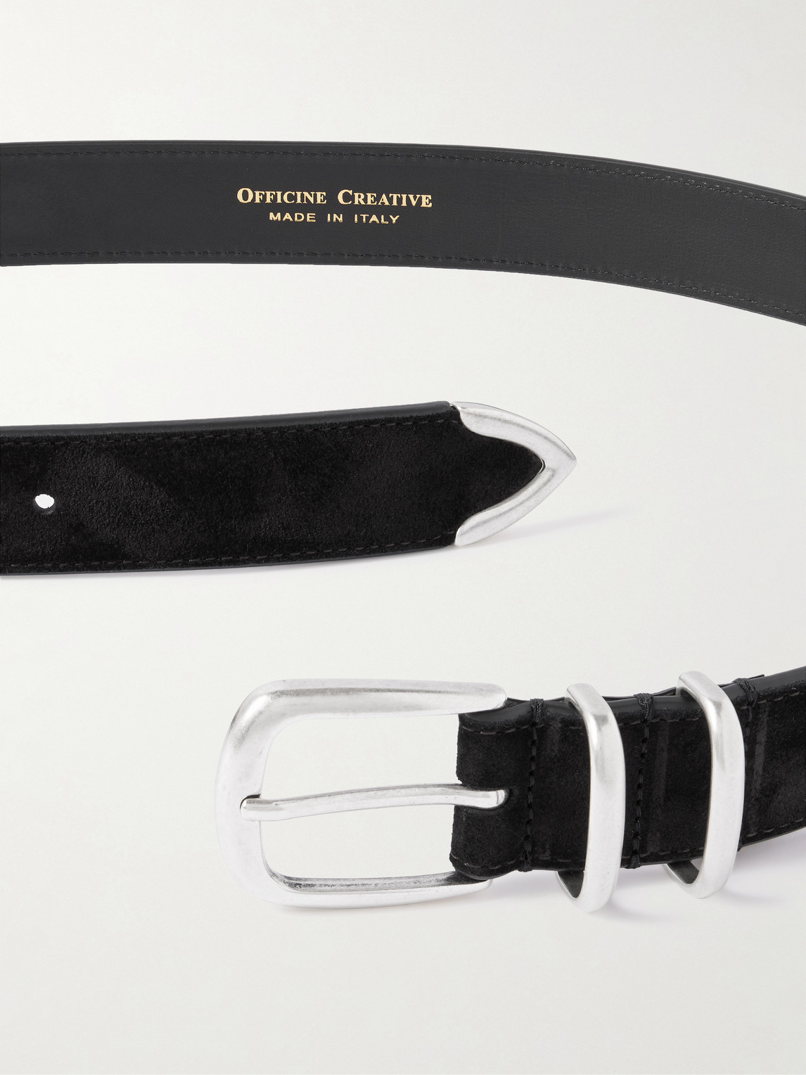 Officine Creative 3cm Suede Belt In Black