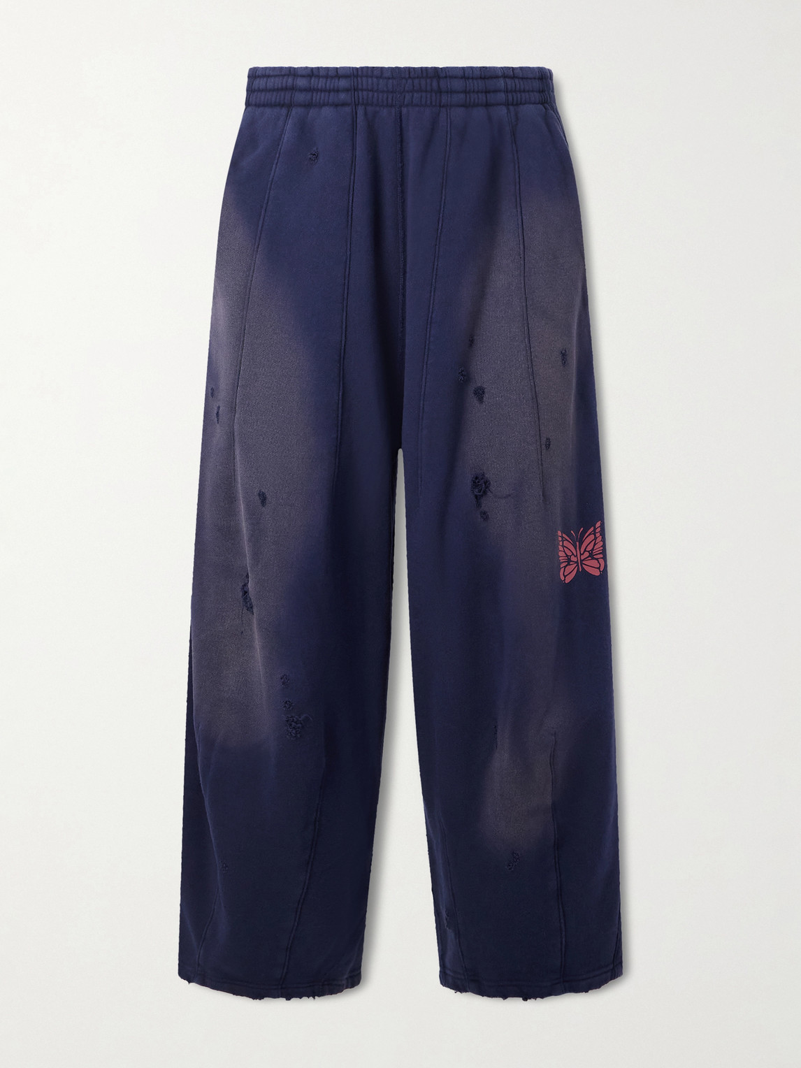 Needles – Deconstructed HD Wide-Leg Distressed Cotton-Jersey Sweatpants