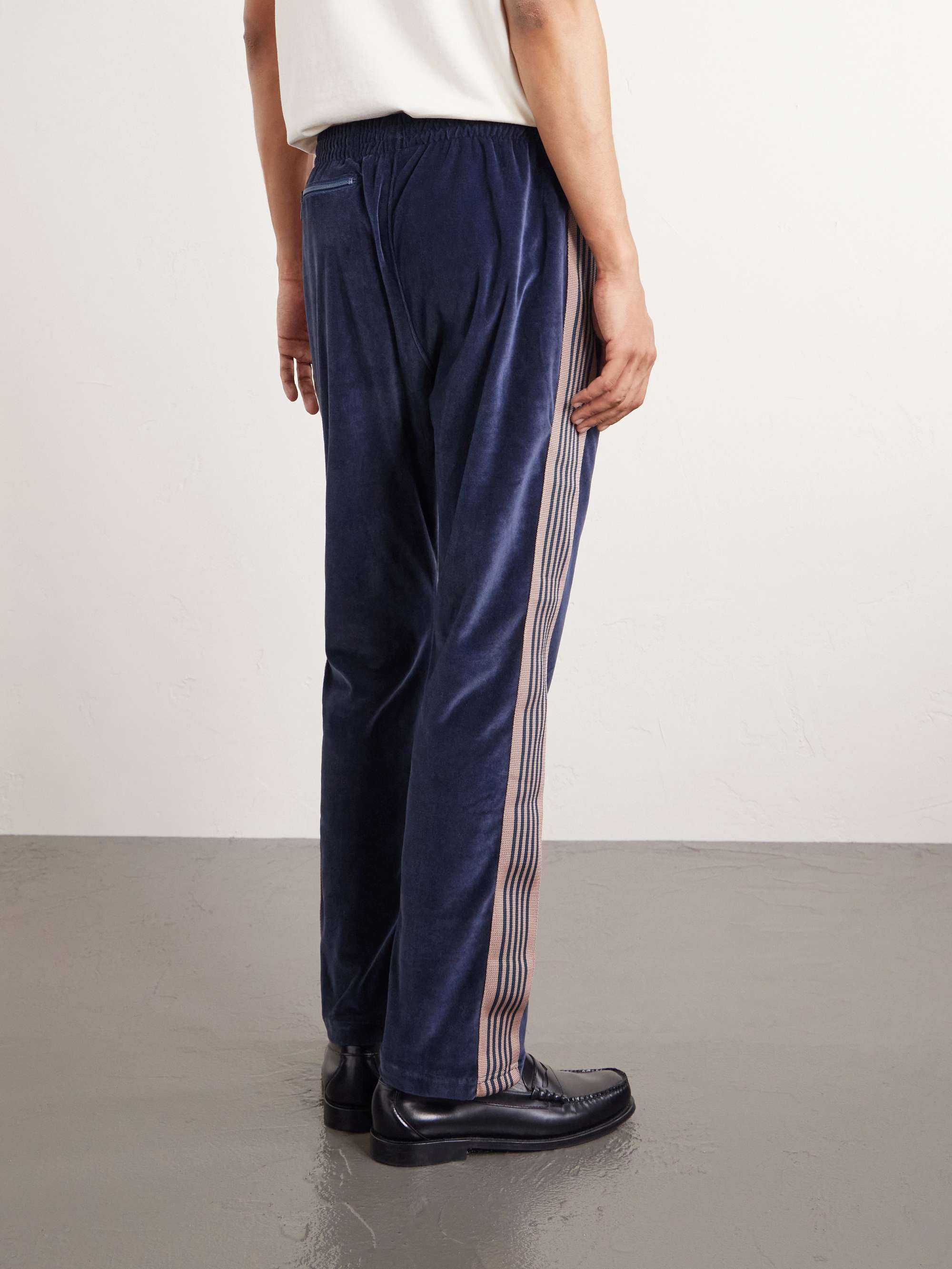 NEEDLES Logo-Embroidered Striped Velour Track Pants for Men | MR
