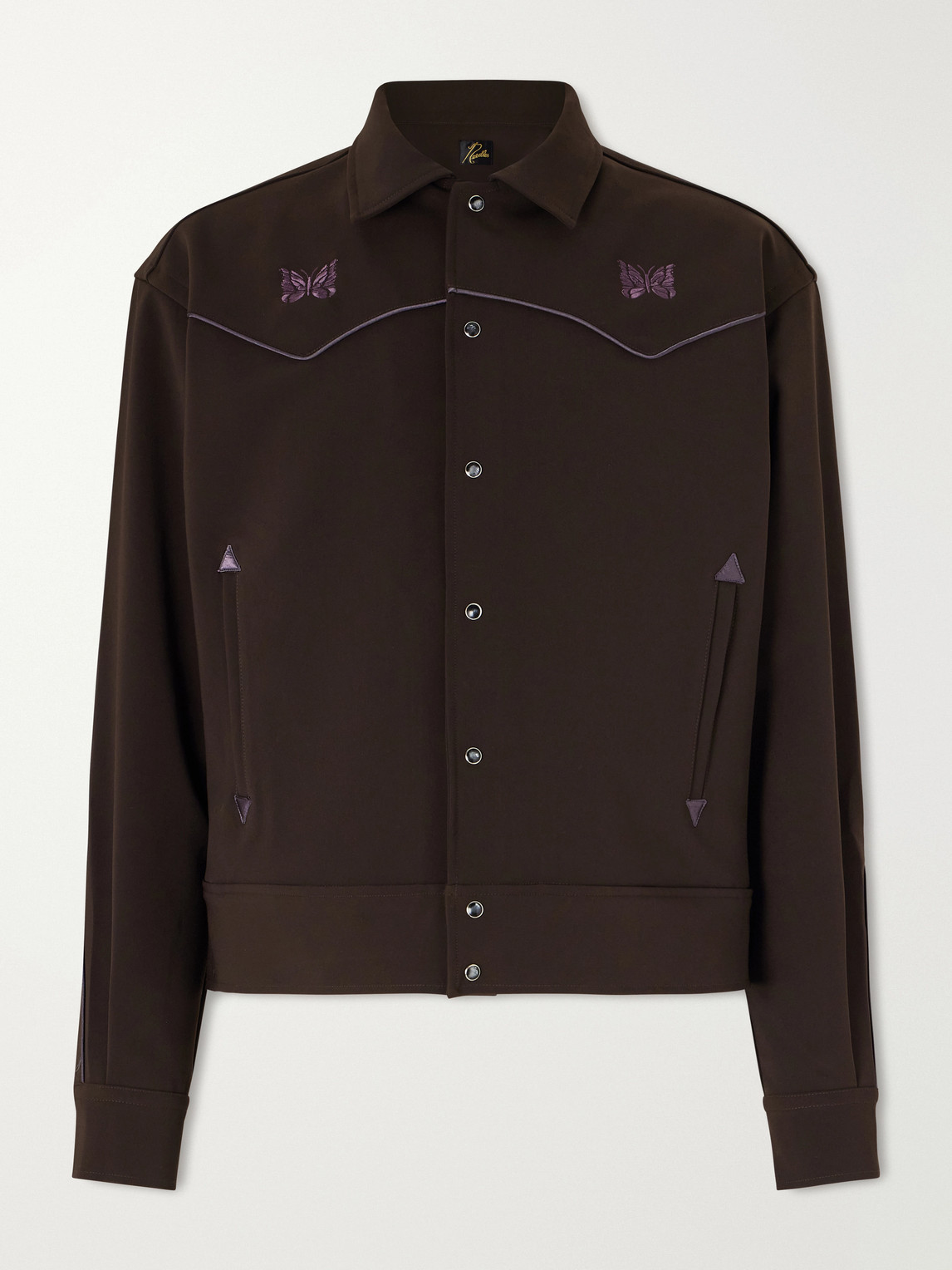 Needles Piping Cowboy Logo-embroidered Woven Jacket In Brown