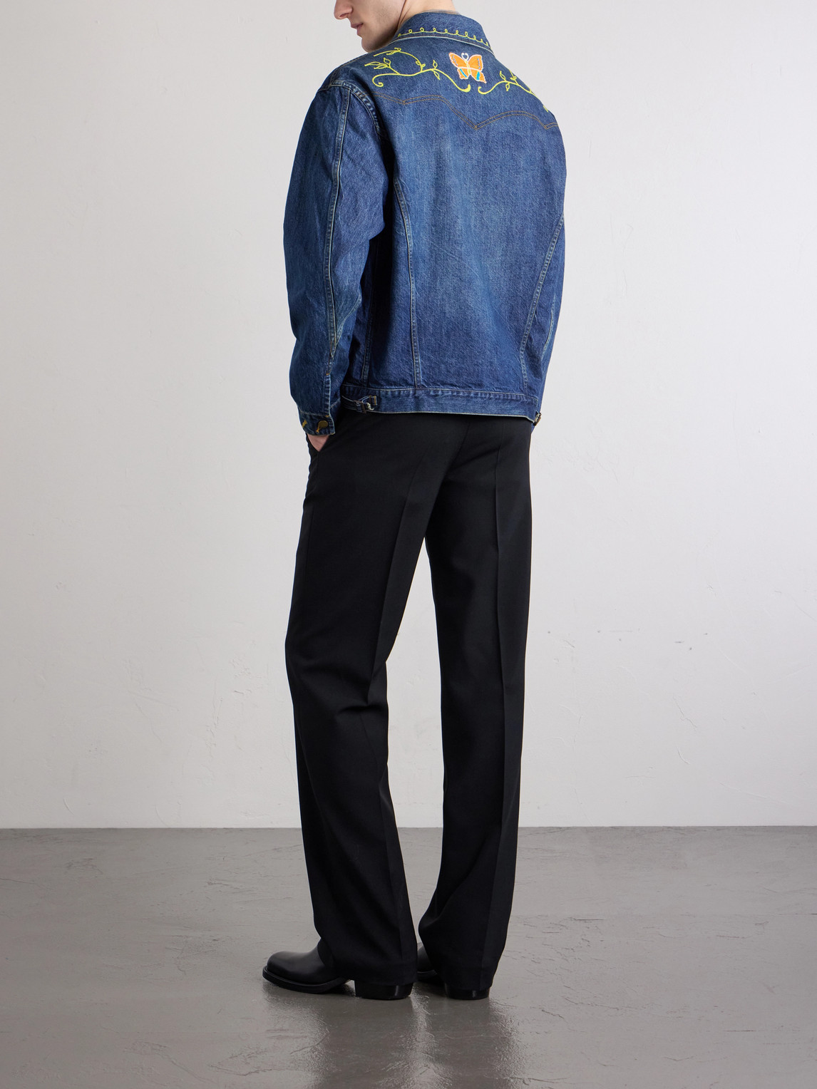  Needles - Embroidered Denim Jacket - Men - Blue - S 