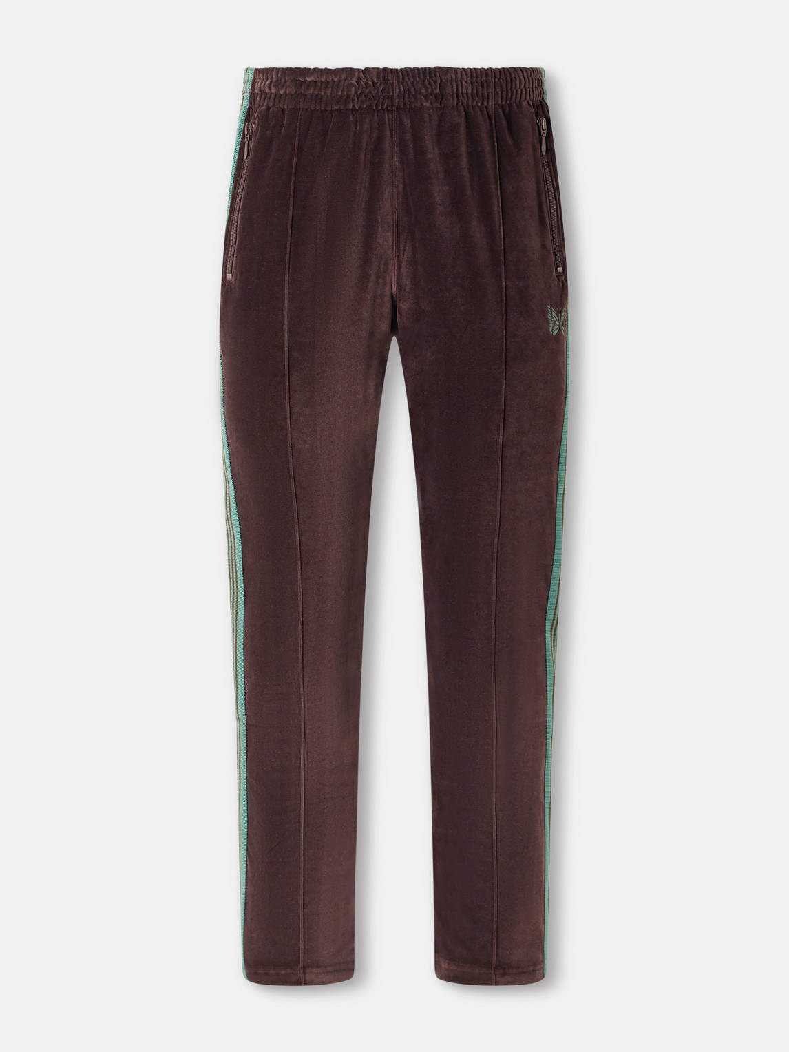 Needles Bootcut Logo-embroidered Striped Velour Track Pants In Brown
