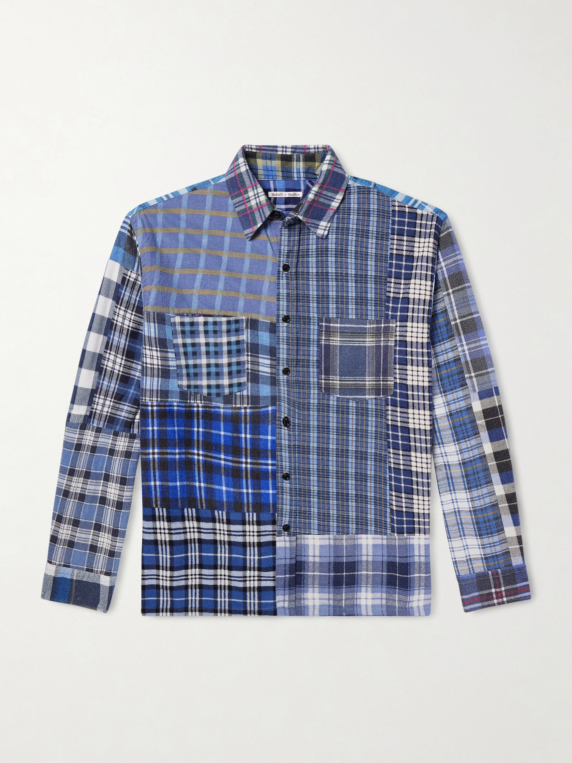 Needles Patchwork Checked Cotton-flannel Shirt In Blue