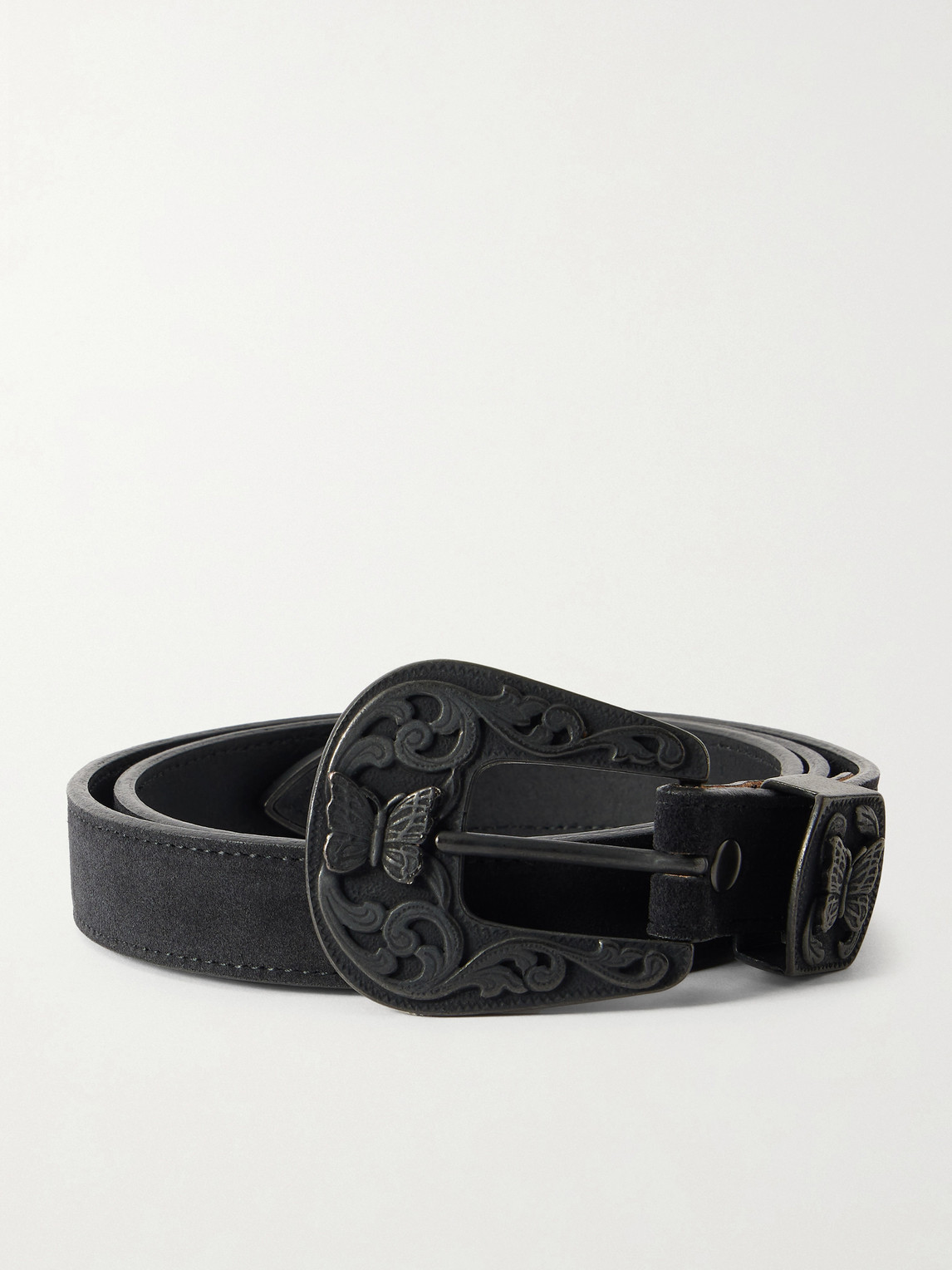 Needles Papillon 2.5cm Suede Belt In Black