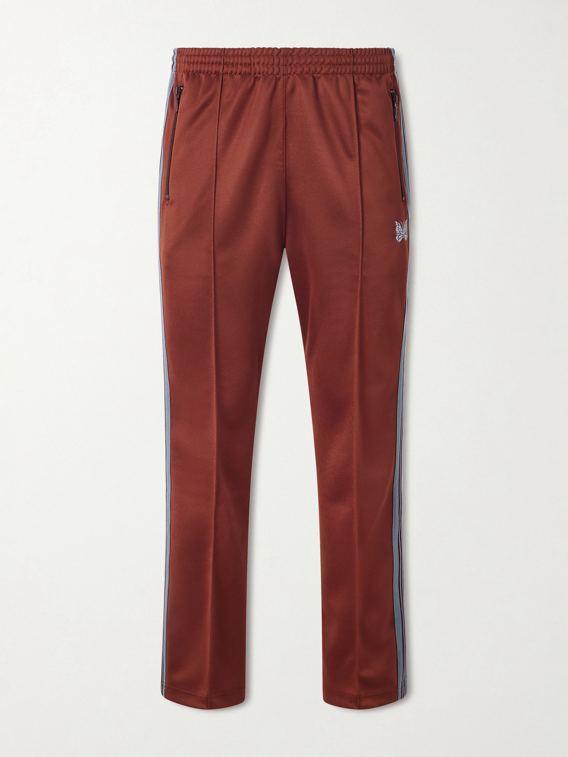 Needles Bootcut Logo-embroidered Striped Jersey Sweatpants In Brown