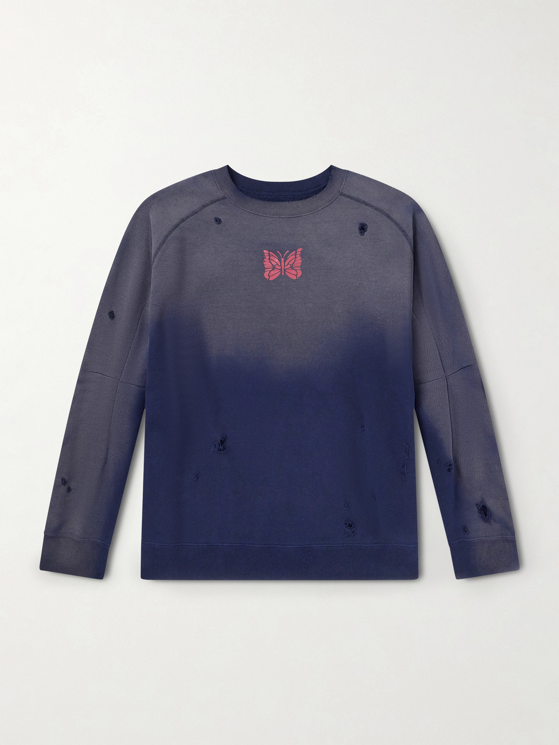 Needles – Logo-Print Distressed Cotton-Jersey Sweatshirt