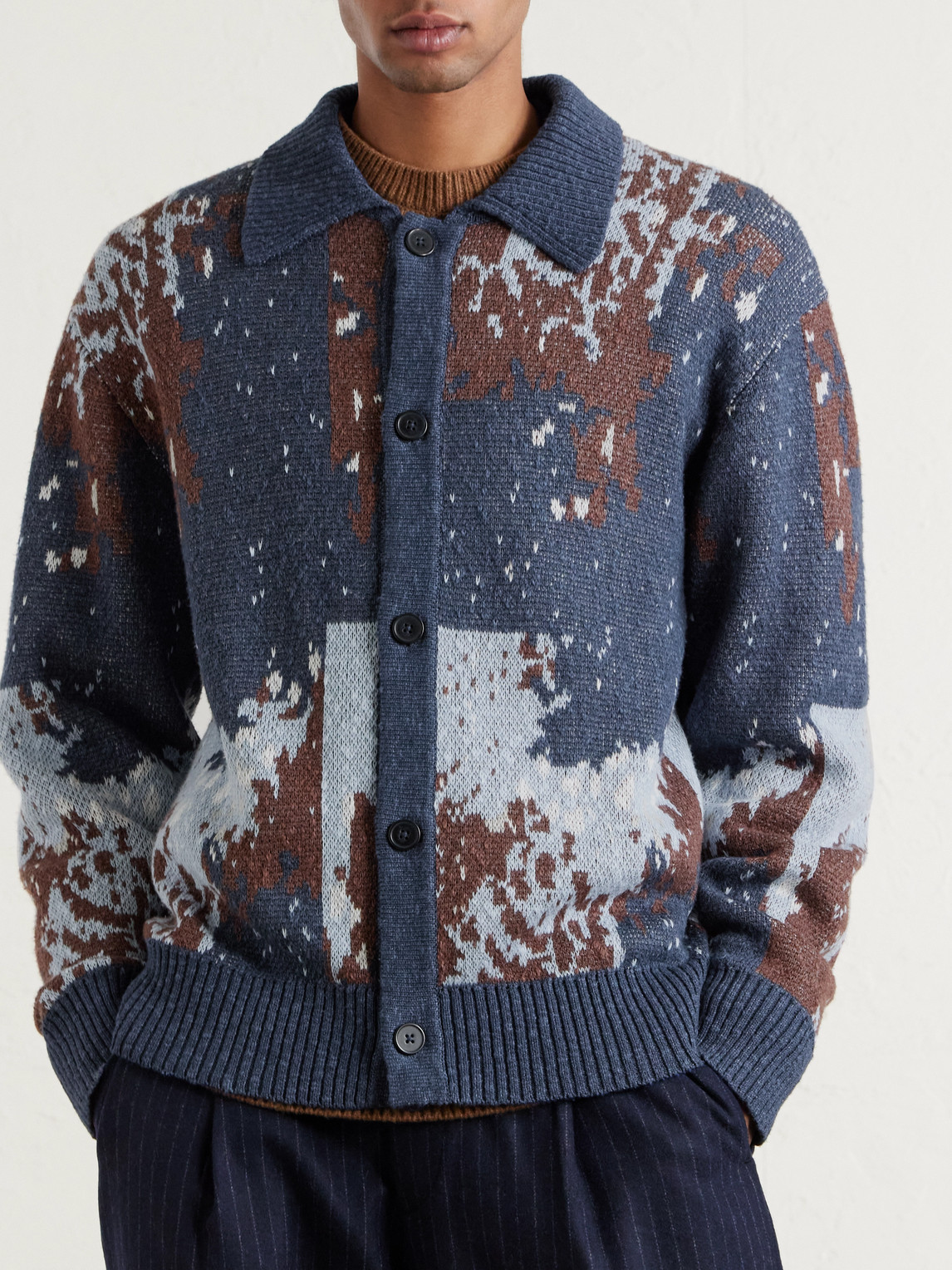  Officine Générale - Terry Jacquard-knit Cardigan - Men - Blue - L 