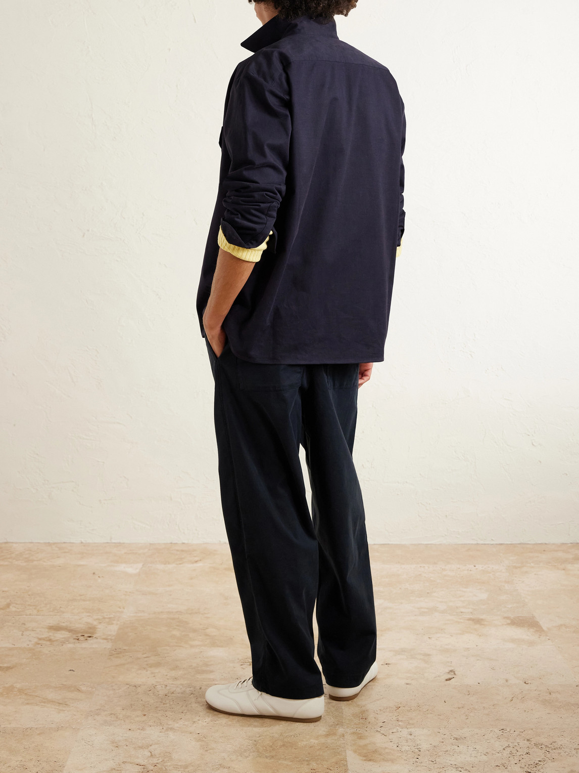  Officine Générale - Peterson Tapered Pleated Cotton-blend Twill Drawstring Trousers - Men - Black - It 46 