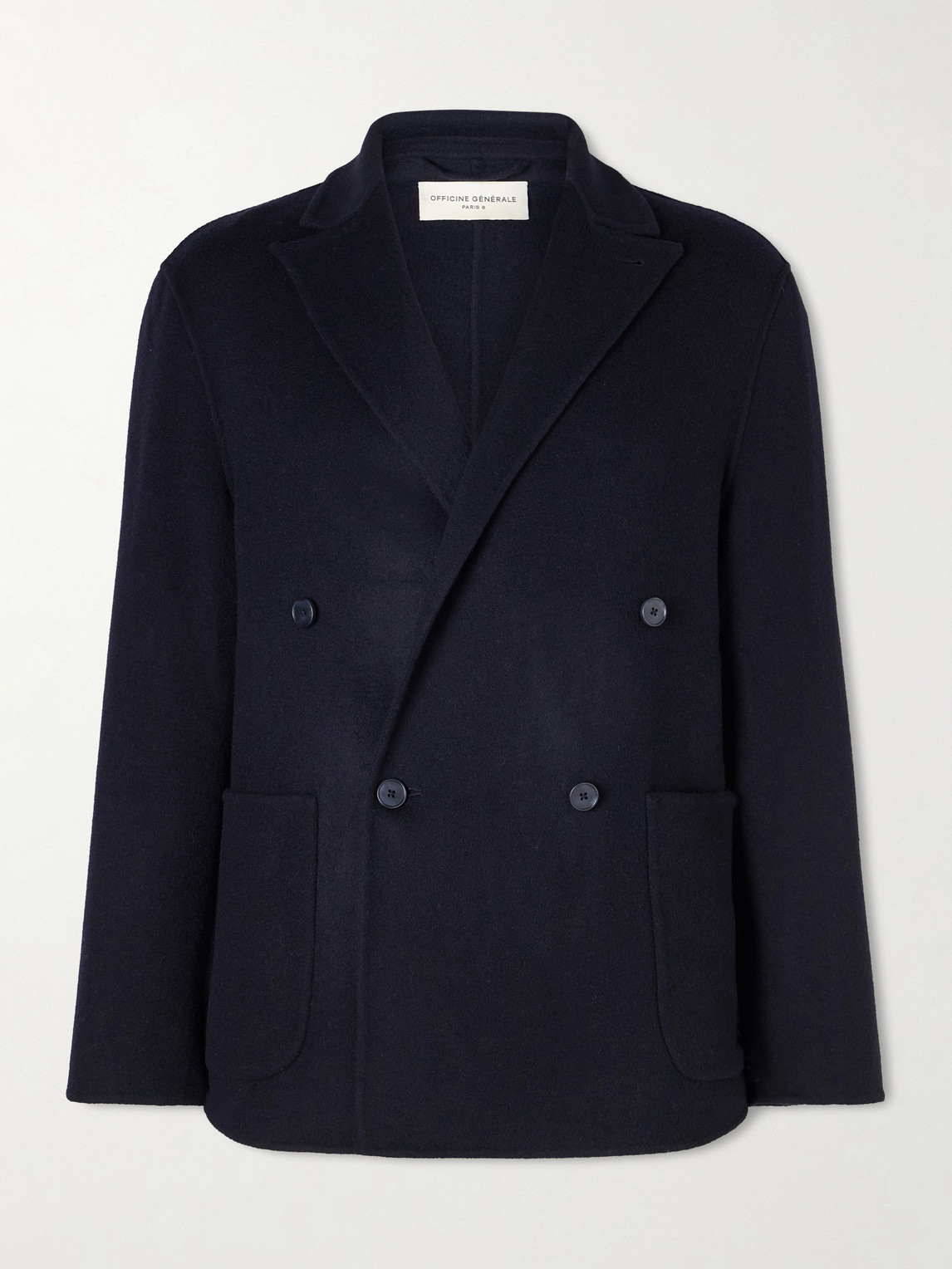 Officine Generale Maxwell Double-breasted Wool Suit Jacket In Blue