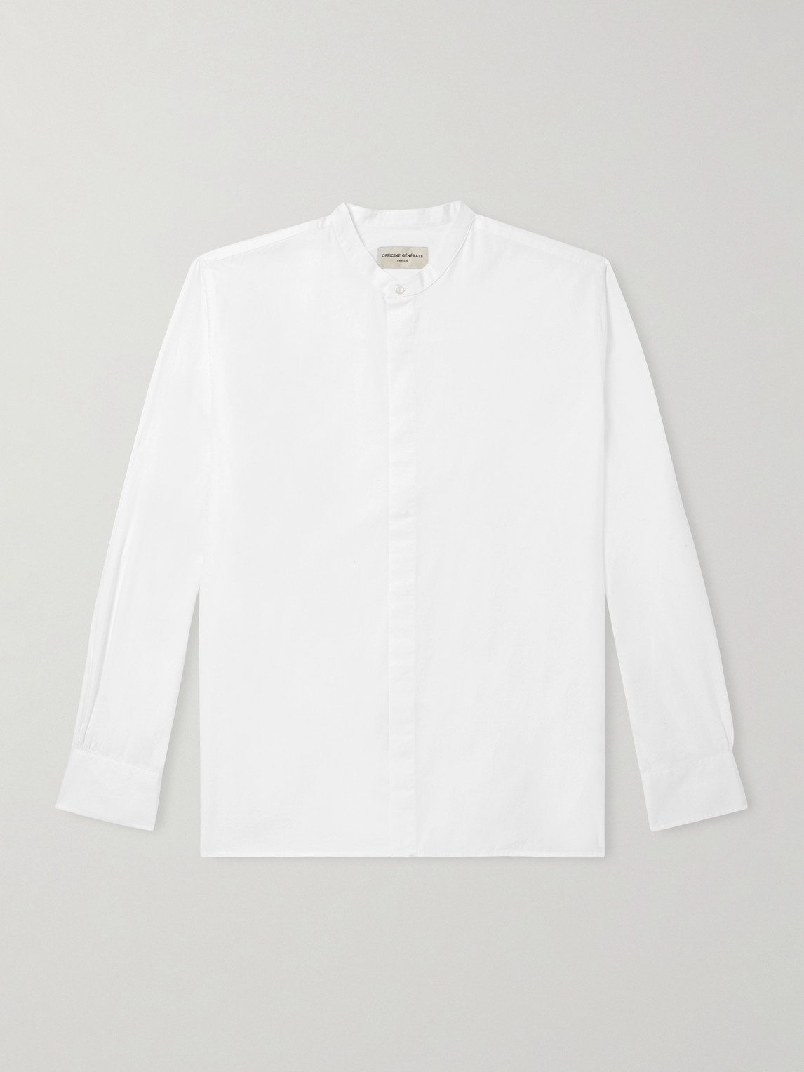 OFFICINE GÉNÉRALE Gaston Grandad-Collar Cotton-Poplin Shirt - Men