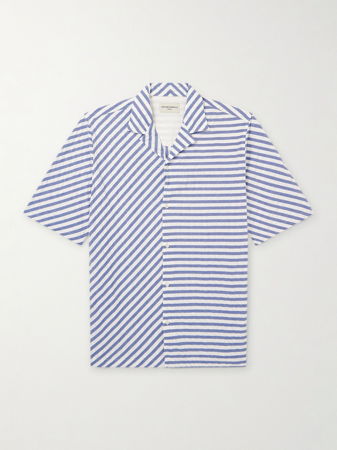 OFFICINE GÉNÉRALE Eren Camp-Collar Striped Cotton Shirt - Men