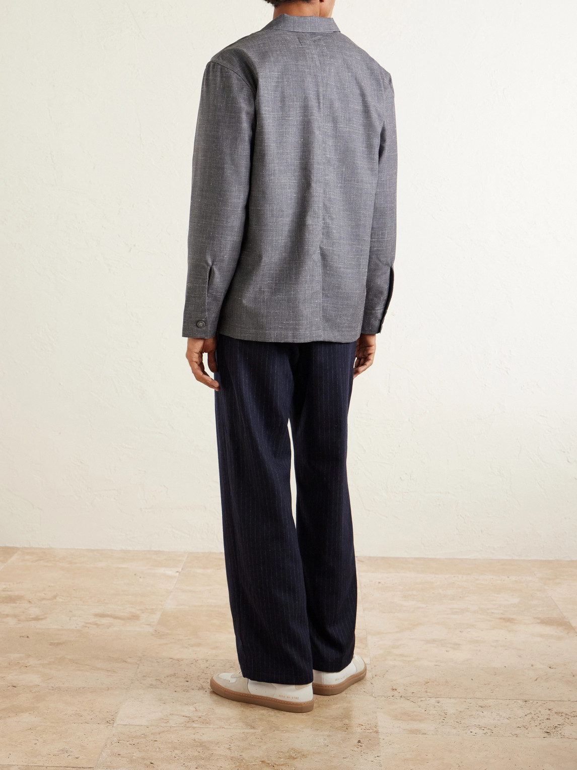  Officine Générale - Sheldon Camp-collar Virgin Wool, Silk And Linen-blend Suit Jacket - Men - Gray - It 44 