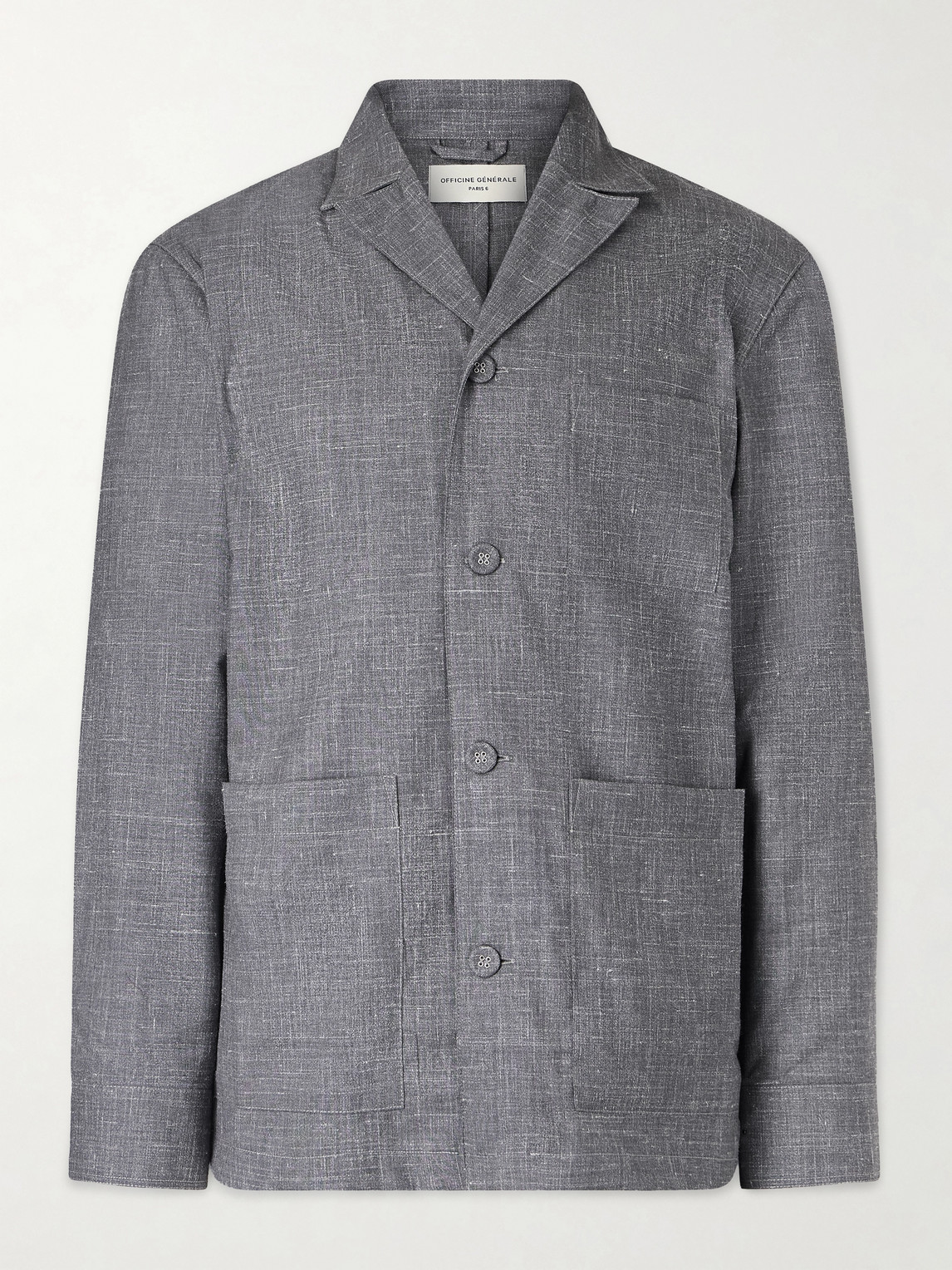 OFFICINE GÉNÉRALE Sheldon Camp-Collar Virgin Wool, Silk and Linen-Blend Suit Jacket IT 50