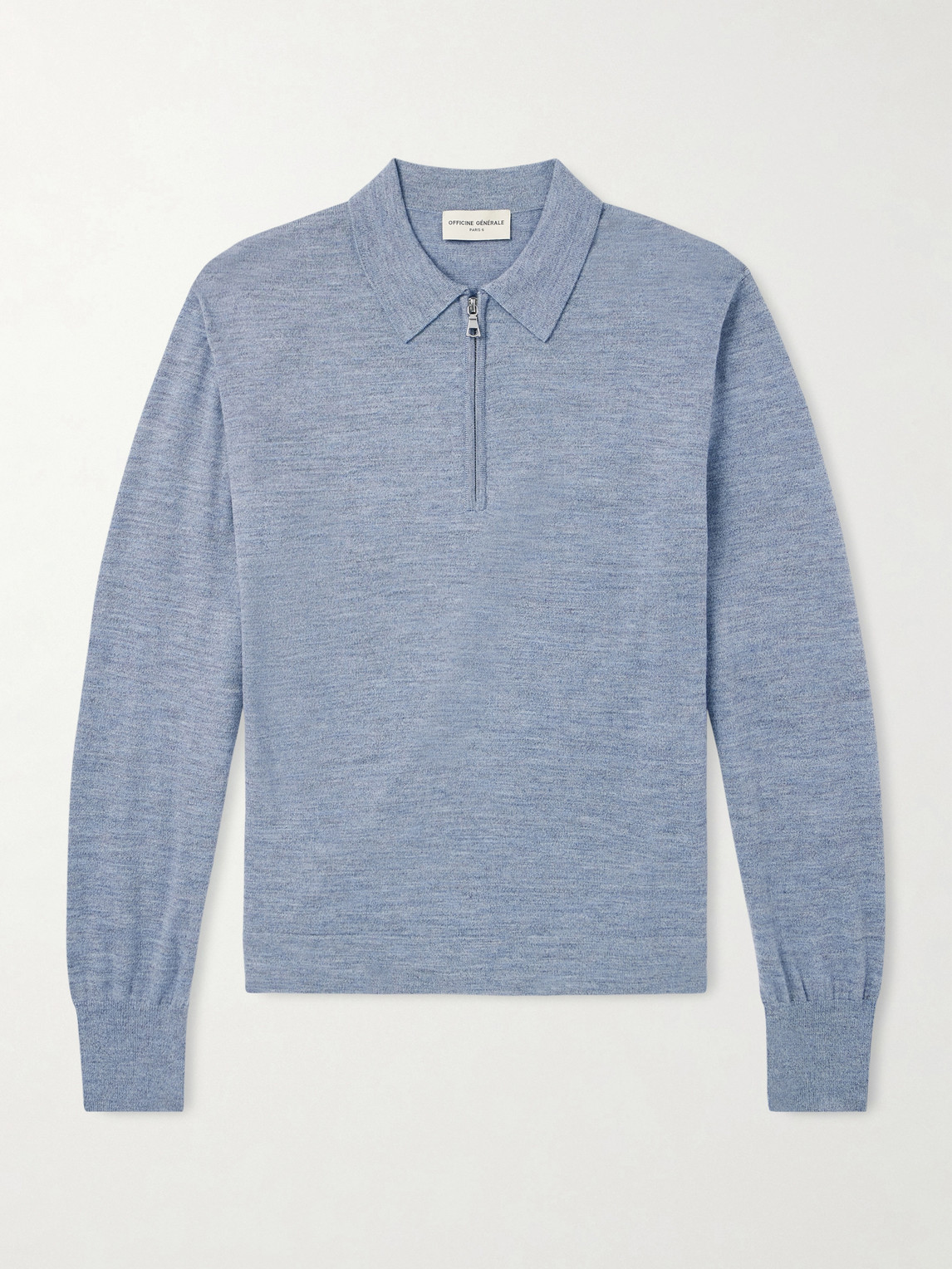 OFFICINE GÉNÉRALE Bene Merino Wool Half-Zip Polo hirt - Men