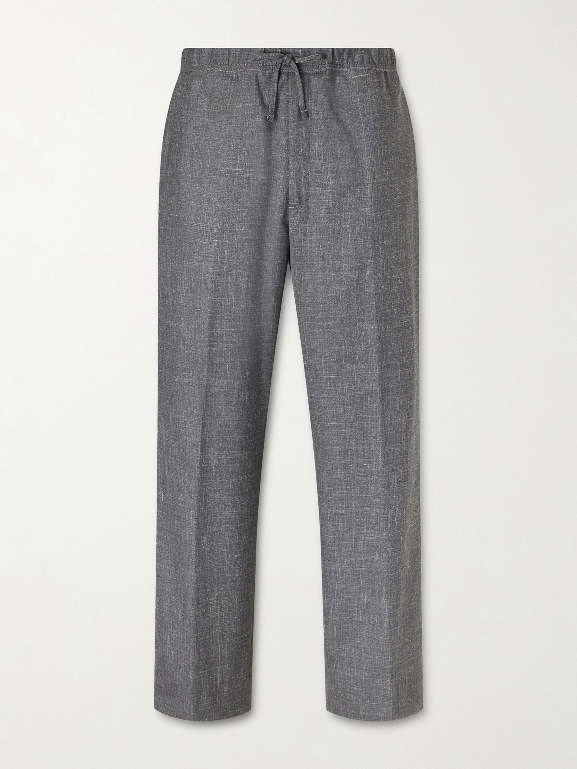 OFFICINE GÉNÉRALE Nilson Straight-Leg Virgin Wool, Silk and Linen-Blend Drawstring Trousers IT 50