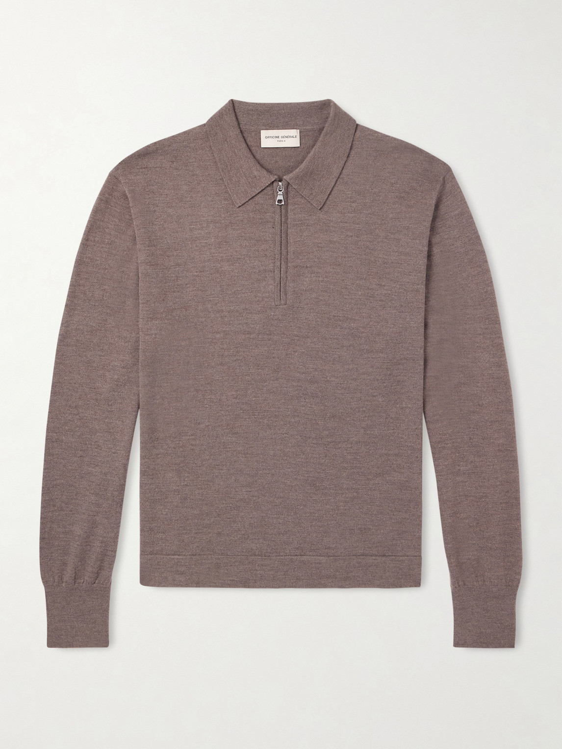 OFFICINE GÉNÉRALE Bene Merino Wool Half-Zip Polo hirt - Men