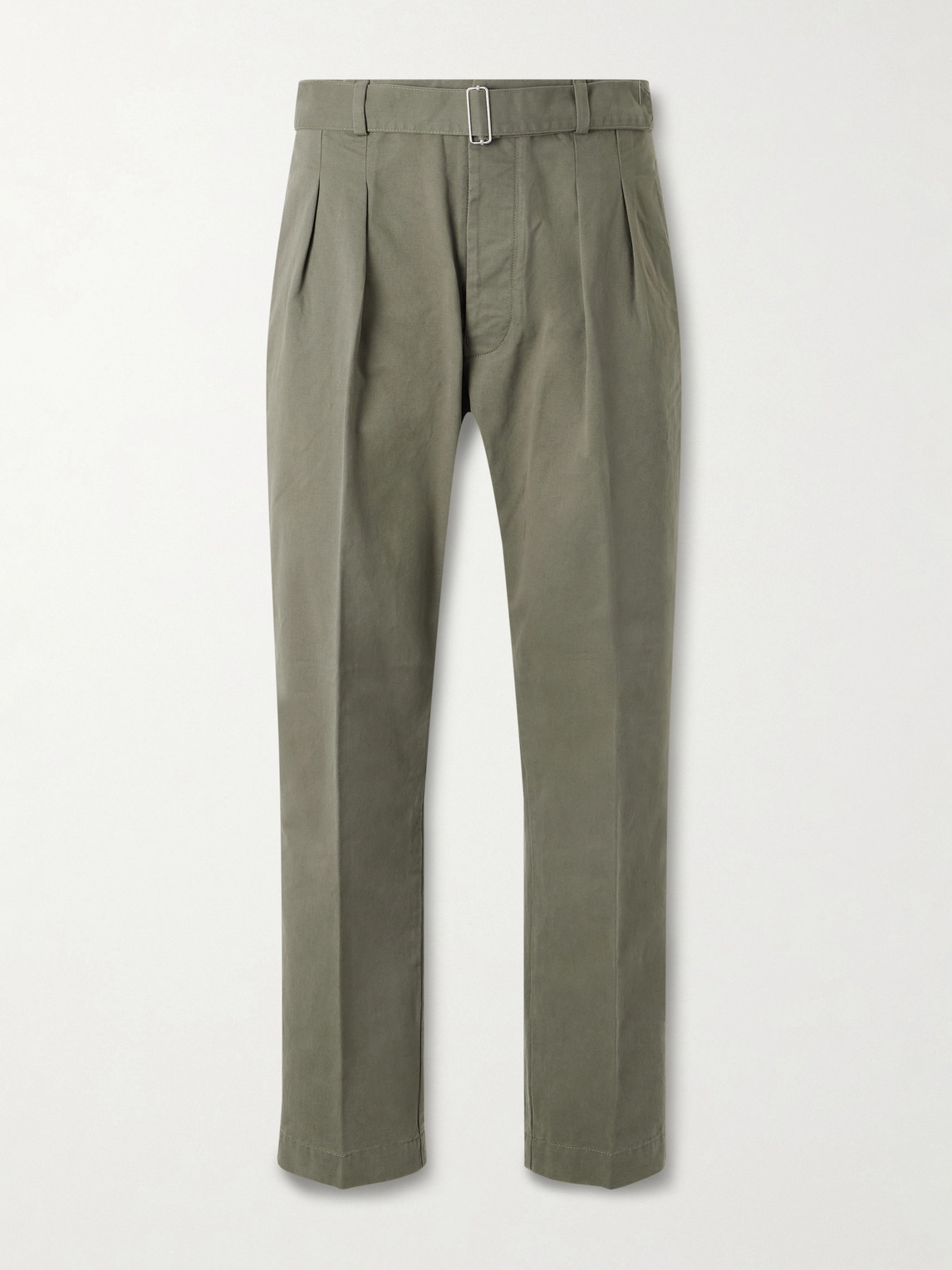 OFFICINE GÉNÉRALE Evans Wide-Leg Belted Pleated Organic Cotton-Twill Chinos IT 56