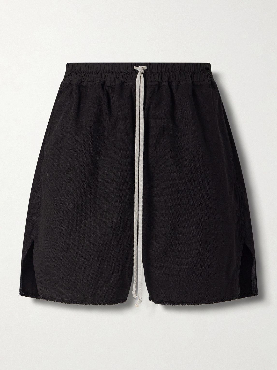 Rick Owens Drkshdw Long Boxers Butt Zipp Straight-leg Cotton-canvas Shorts In Black