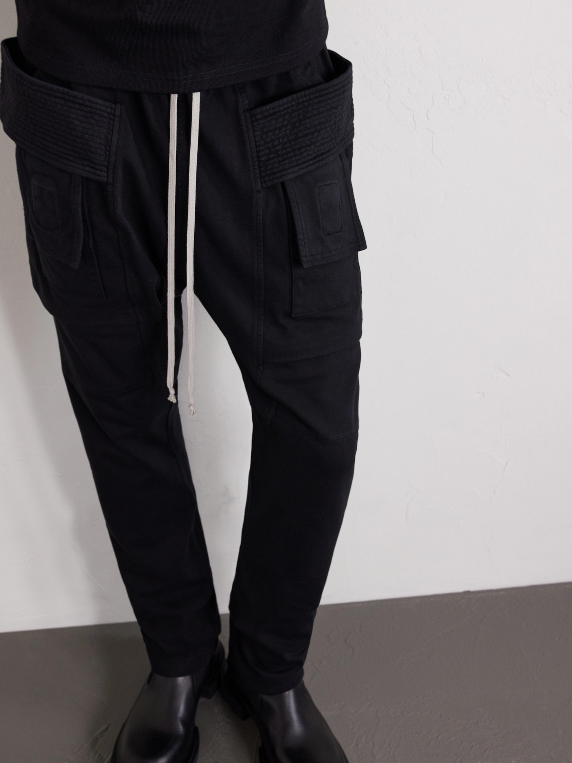 Drkshdw By Rick Owens - Creatch Tapered Cotton-Jersey Drawstring Cargo Trousers