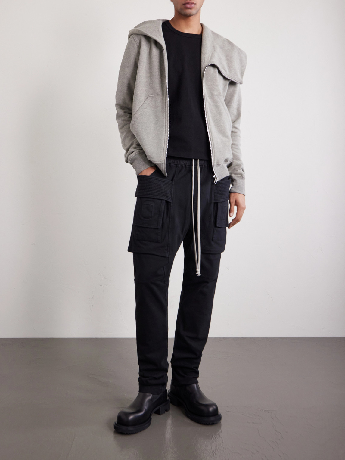 Drkshdw By Rick Owens - Creatch Tapered Cotton-Jersey Drawstring Cargo Trousers