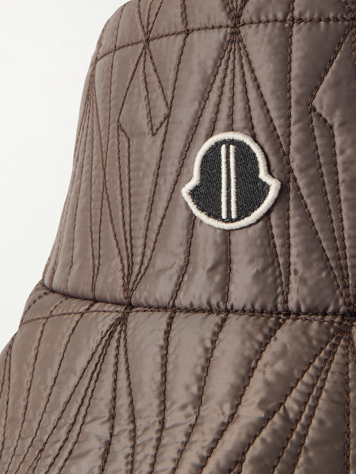  Rick Owens - Moncler Logo-appliquéd Padded Quilted Shell Bucket Hat - Men - Brown - M 