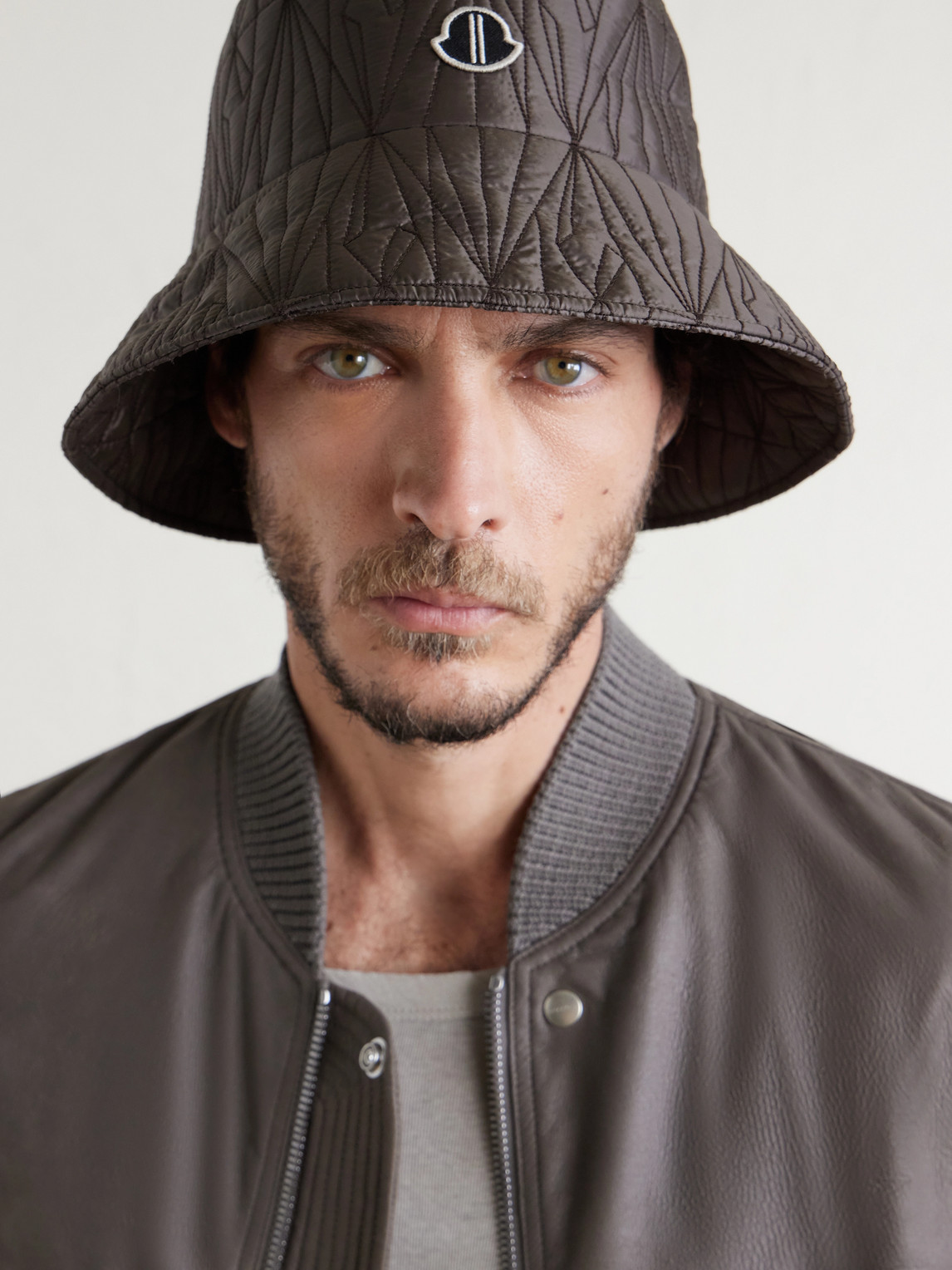  Rick Owens - Moncler Logo-appliquéd Padded Quilted Shell Bucket Hat - Men - Brown - M 