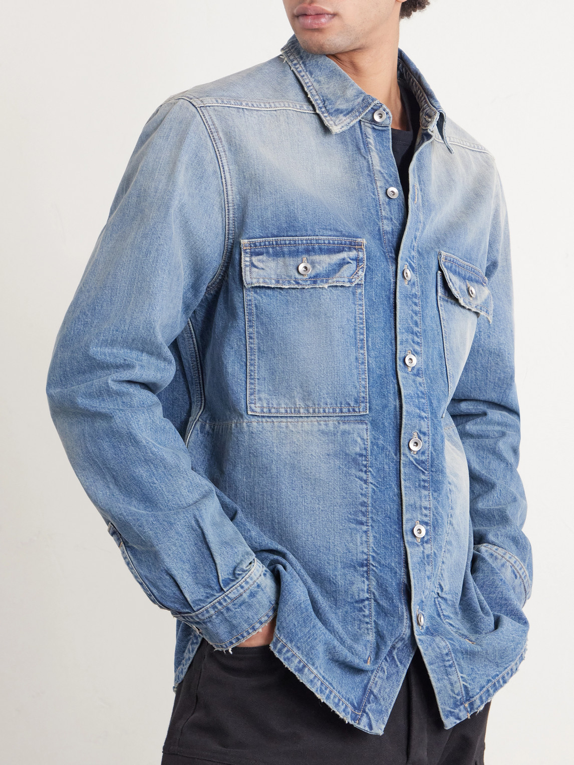 Drkshdw By Rick Owens - Distressed Denim Overshirt