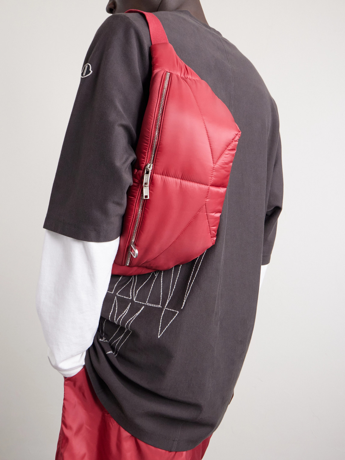  Rick Owens - Moncler Quilted Padded Shell Belt Bag - Men - Red 