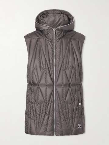 RICK OWENS + Moncler Slim-Fit Logo-Appliquéd Quilted Shell Hooded Down Gilet