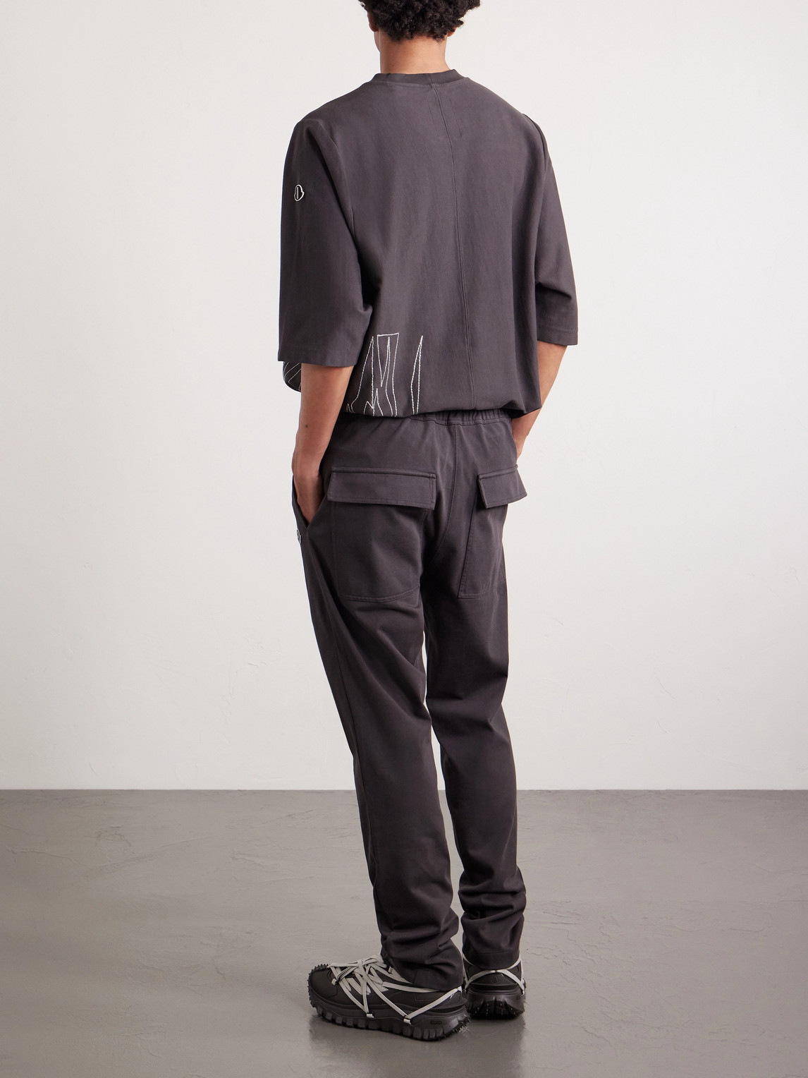  Rick Owens - Moncler Straight-leg Logo-appliquéd Embroidered Cotton-jersey Sweatpants - Men - Brown - S 