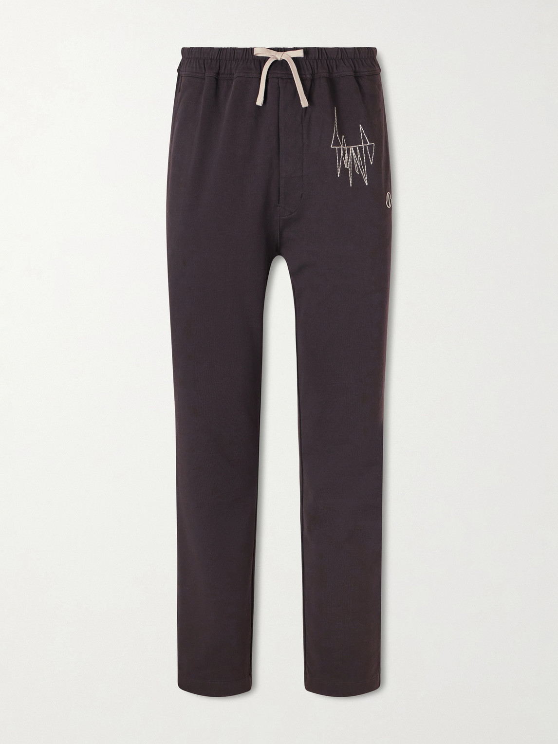 Rick Owens Moncler Straight-Leg Logo-Appliquéd Embroidered Cotton-Jersey Sweatpants - Men