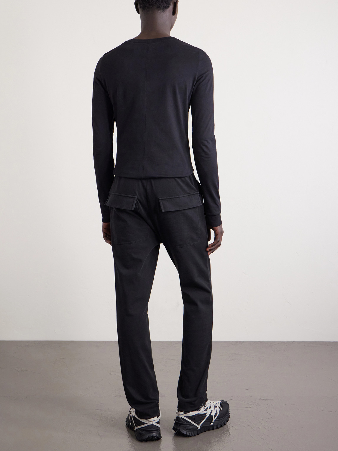  Rick Owens - Moncler Straight-leg Logo-appliquéd Embroidered Cotton-jersey Sweatpants - Men - Black - S 