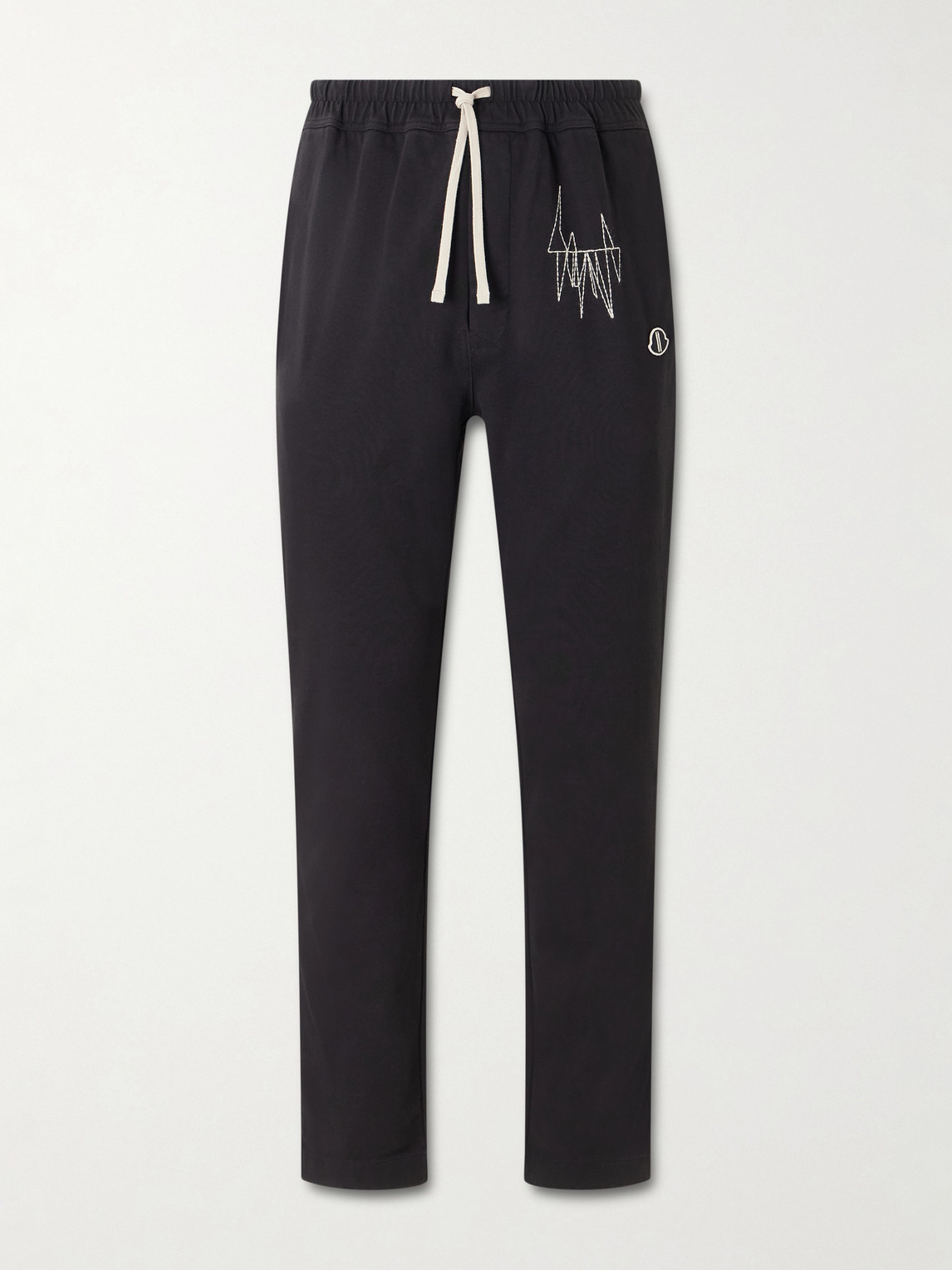 Rick Owens Moncler Straight-eg ogo-Appliquéd Embroidered Cotton-Jersey Sweatpants - Men