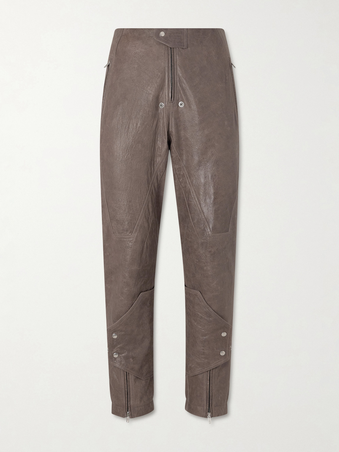 Rick Owens Motopants Straight-Leg Panelled Leather Trousers IT 50