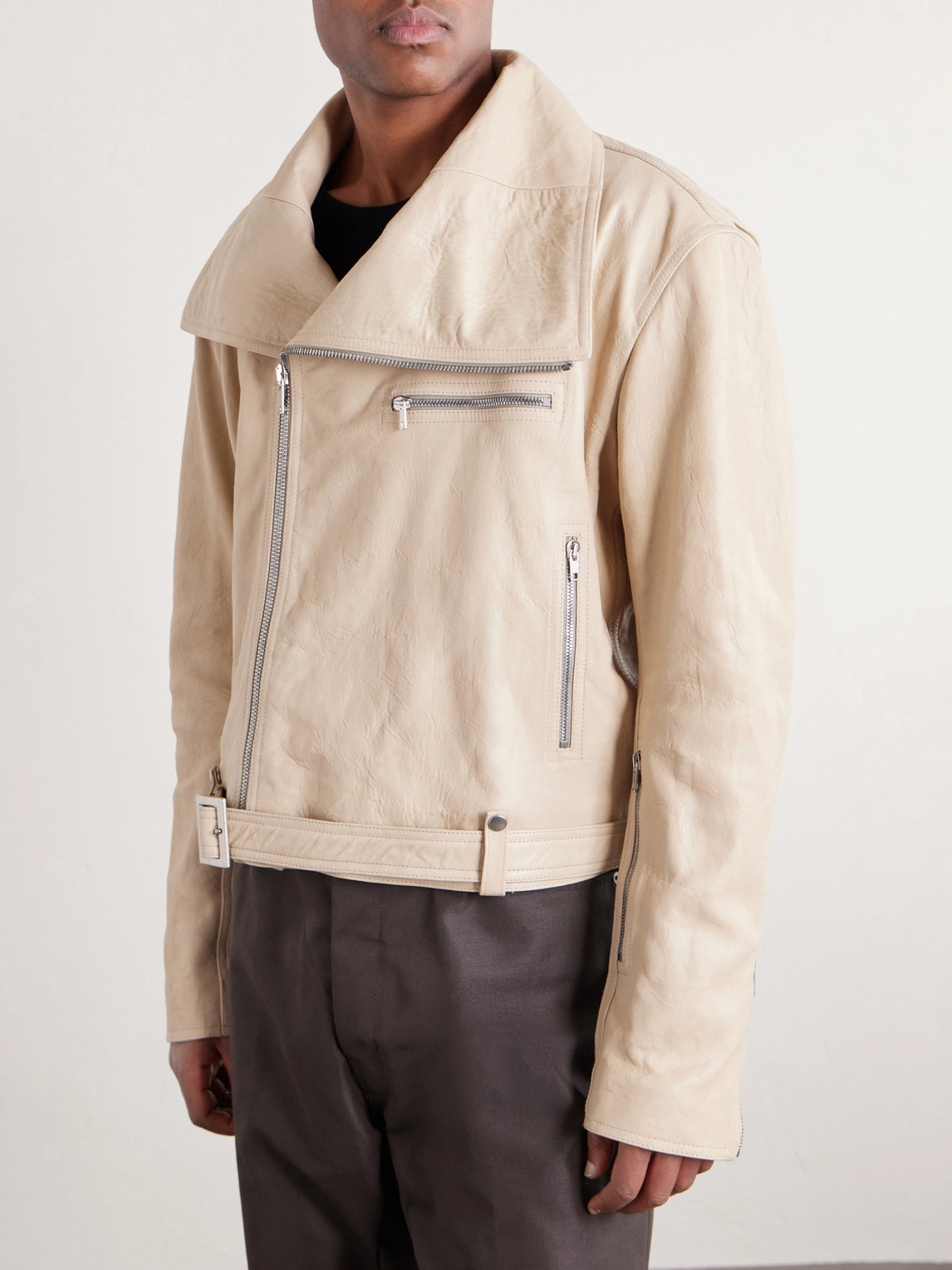  Rick Owens - Dracubiker Leather Jacket - Men - Neutrals 