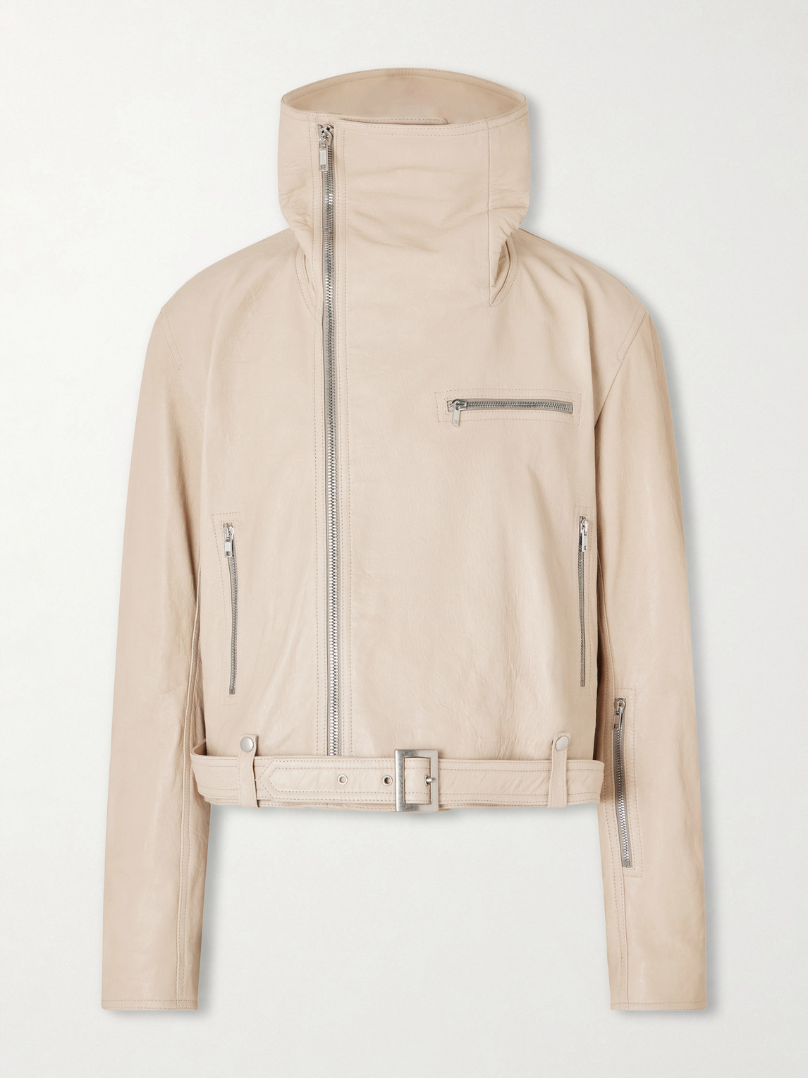 Rick Owens Dracubiker Leather Jacket In Neutral