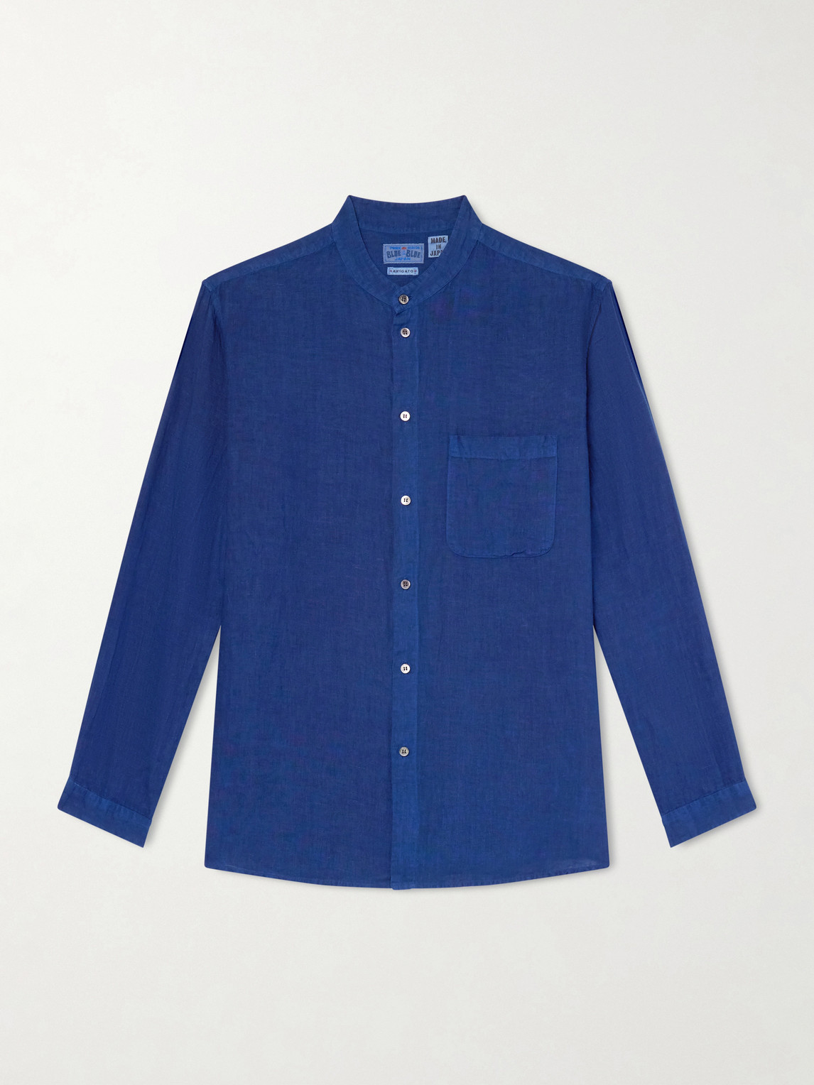 Blue Blue Japan Grandad-Collar inen-Chambray Shirt - Men